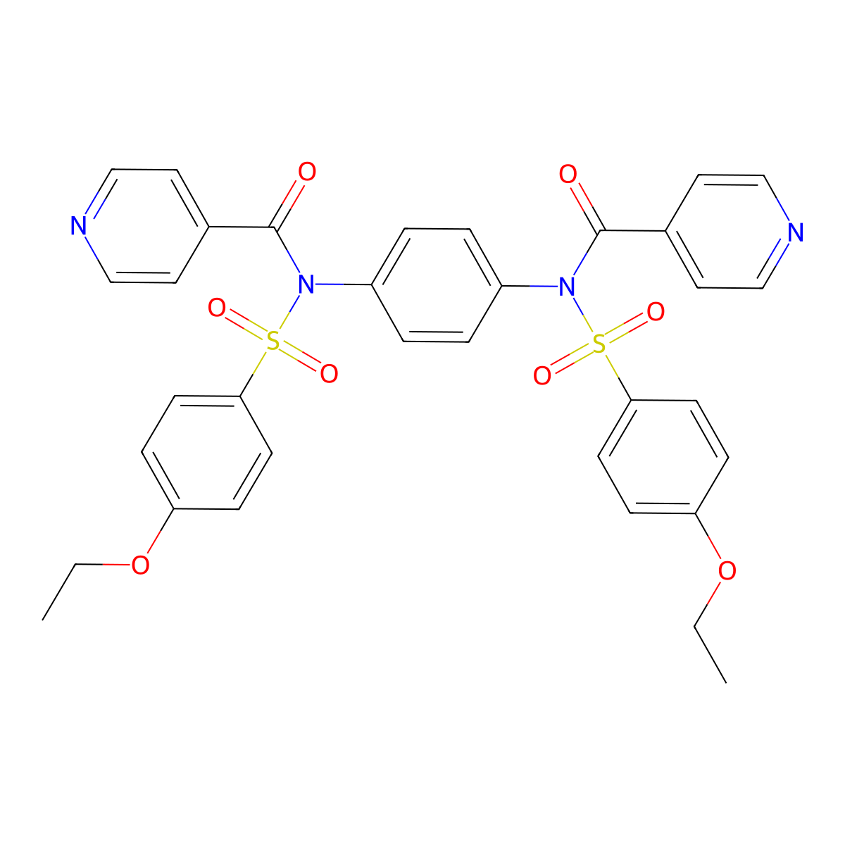 N-(4-ethoxyphenyl)sulfonyl-N-[4-[(4-ethoxyphenyl)sulfonyl-(pyridine-4-carbonyl)amino]phenyl]pyridine-4-carboxamide molecular structure, CAS 518333-95-4