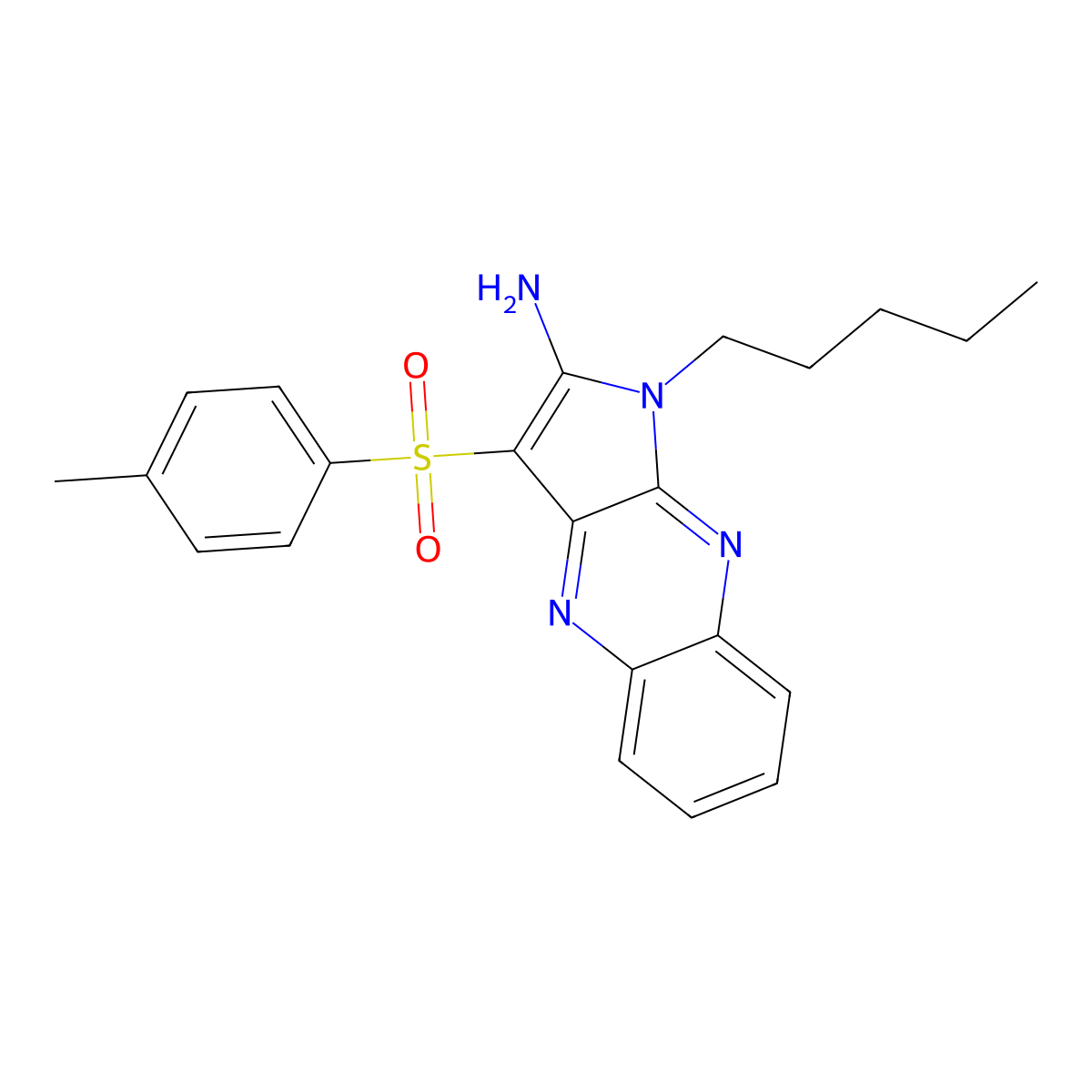 3-(4-methylbenzenesulfonyl)-1-pentyl-1H-pyrrolo[2,3-b]quinoxalin-2-amine molecular structure, CAS 518334-50-4