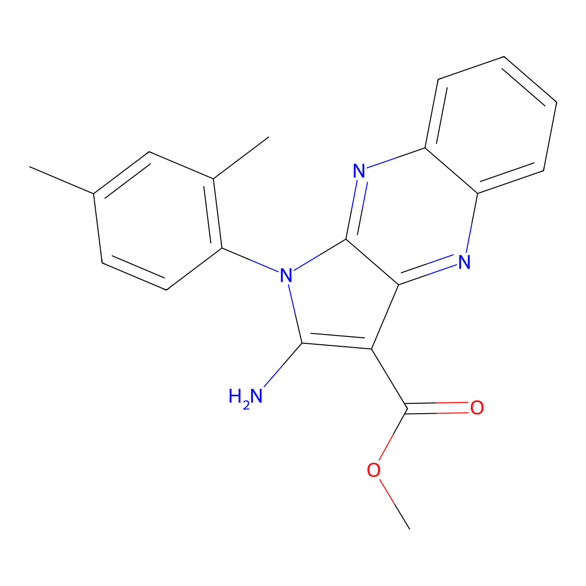 Methyl 2-amino-1-(2,4-dimethylphenyl)-1H-pyrrolo(2,3-B)quinoxaline-3-carboxylate molecular structure, CAS 518334-79-7