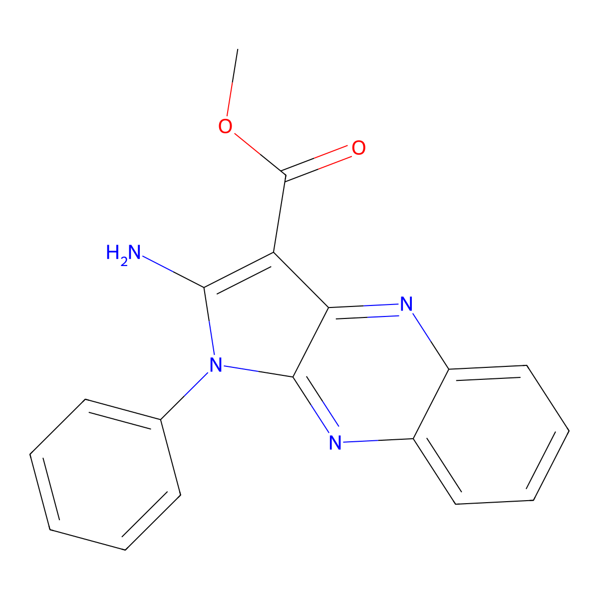Methyl 2-amino-1-phenyl-1H-pyrrolo(2,3-B)quinoxaline-3-carboxylate molecular structure, CAS 518334-80-0