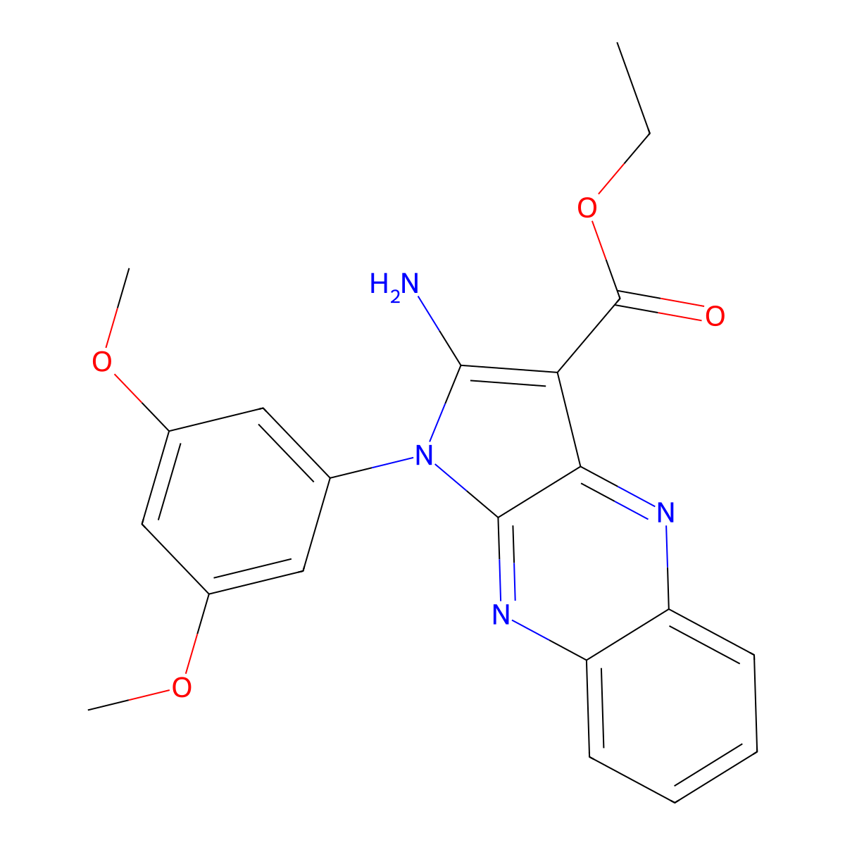 Ethyl 2-amino-1-(3,5-dimethoxyphenyl)-1H-pyrrolo(2,3-B)quinoxaline-3-carboxylate molecular structure, CAS 518335-02-9