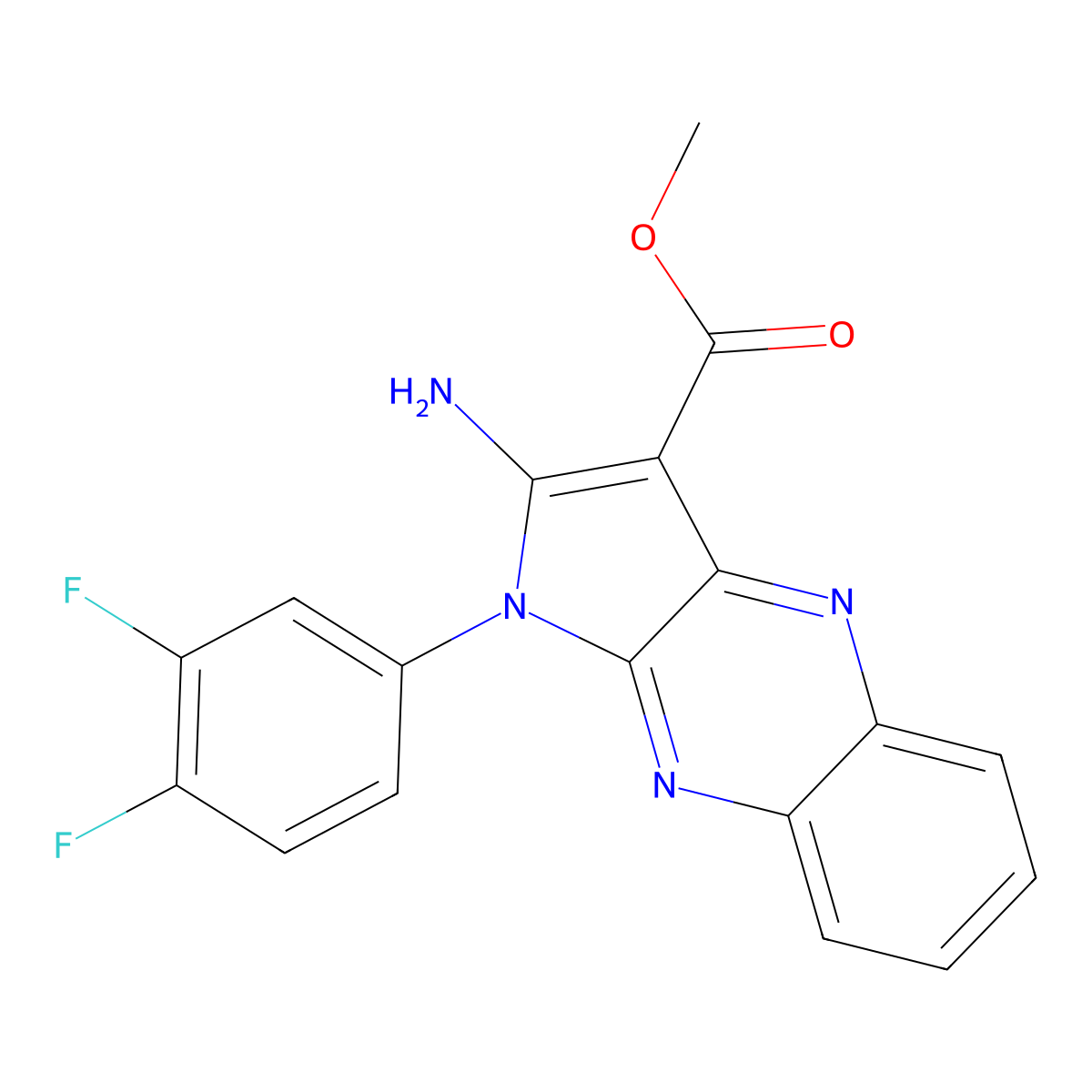 Methyl 2-amino-1-(3,4-difluorophenyl)-1H-pyrrolo(2,3-B)quinoxaline-3-carboxylate molecular structure, CAS 518335-08-5