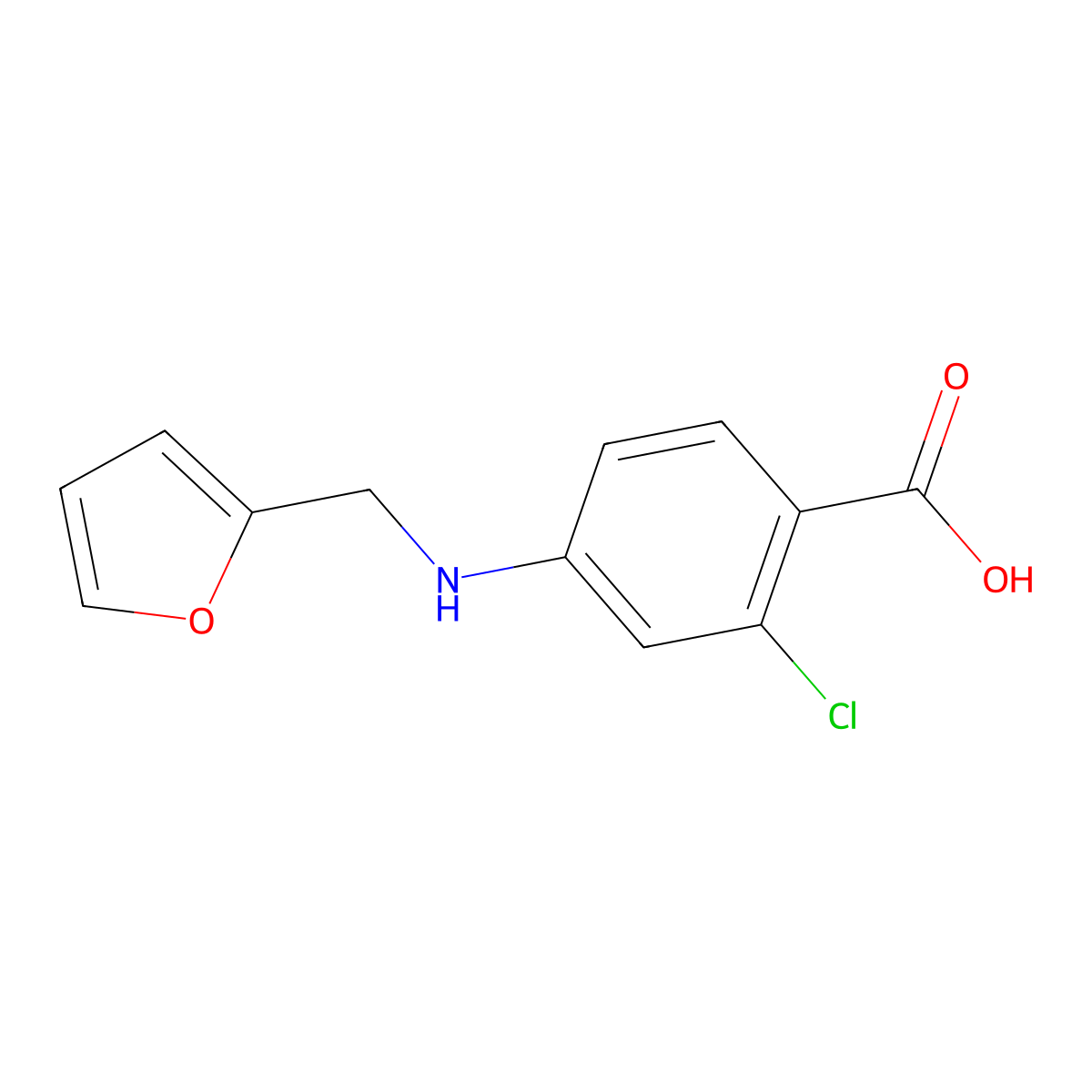 2-Chloro-4-{[(furan-2-yl)methyl]amino}benzoic acid molecular structure, CAS 518336-22-6