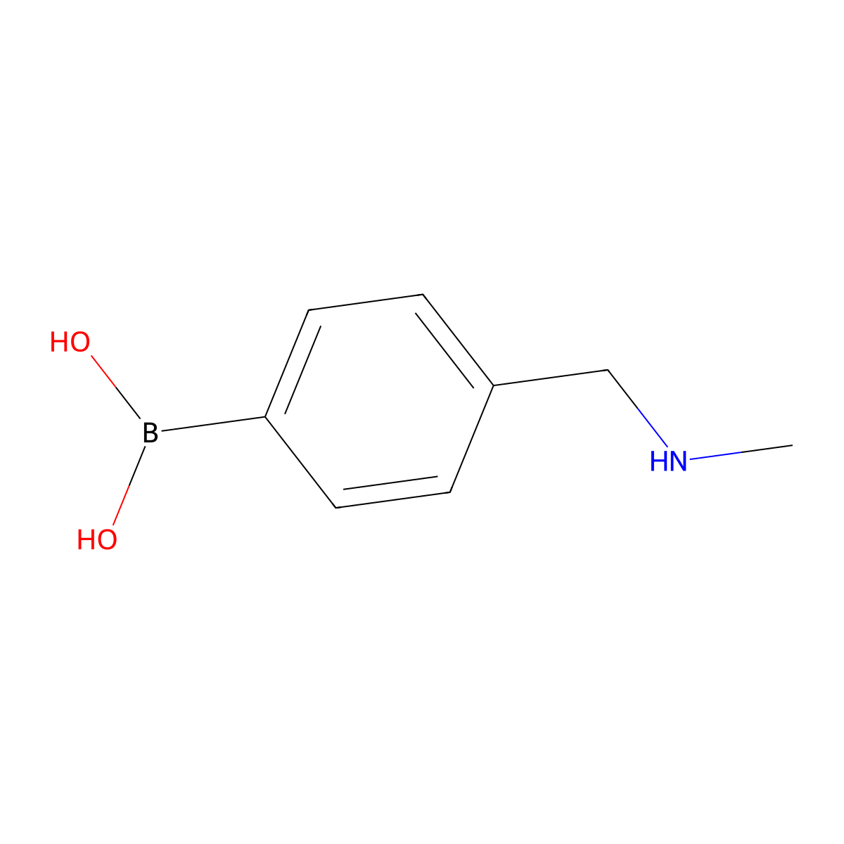 (4-((Methylamino)methyl)phenyl)boronic acid molecular structure, CAS 518336-26-0