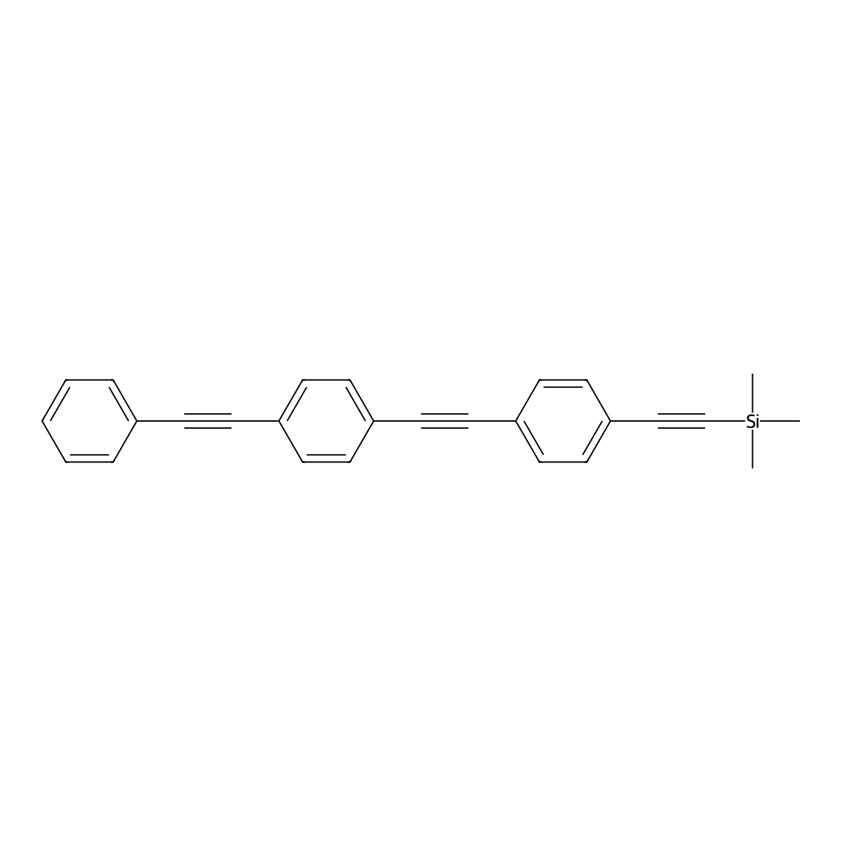 Trimethyl((4-((4-(phenylethynyl)phenyl)ethynyl)phenyl)ethynyl)silane molecular structure, CAS 518342-75-1