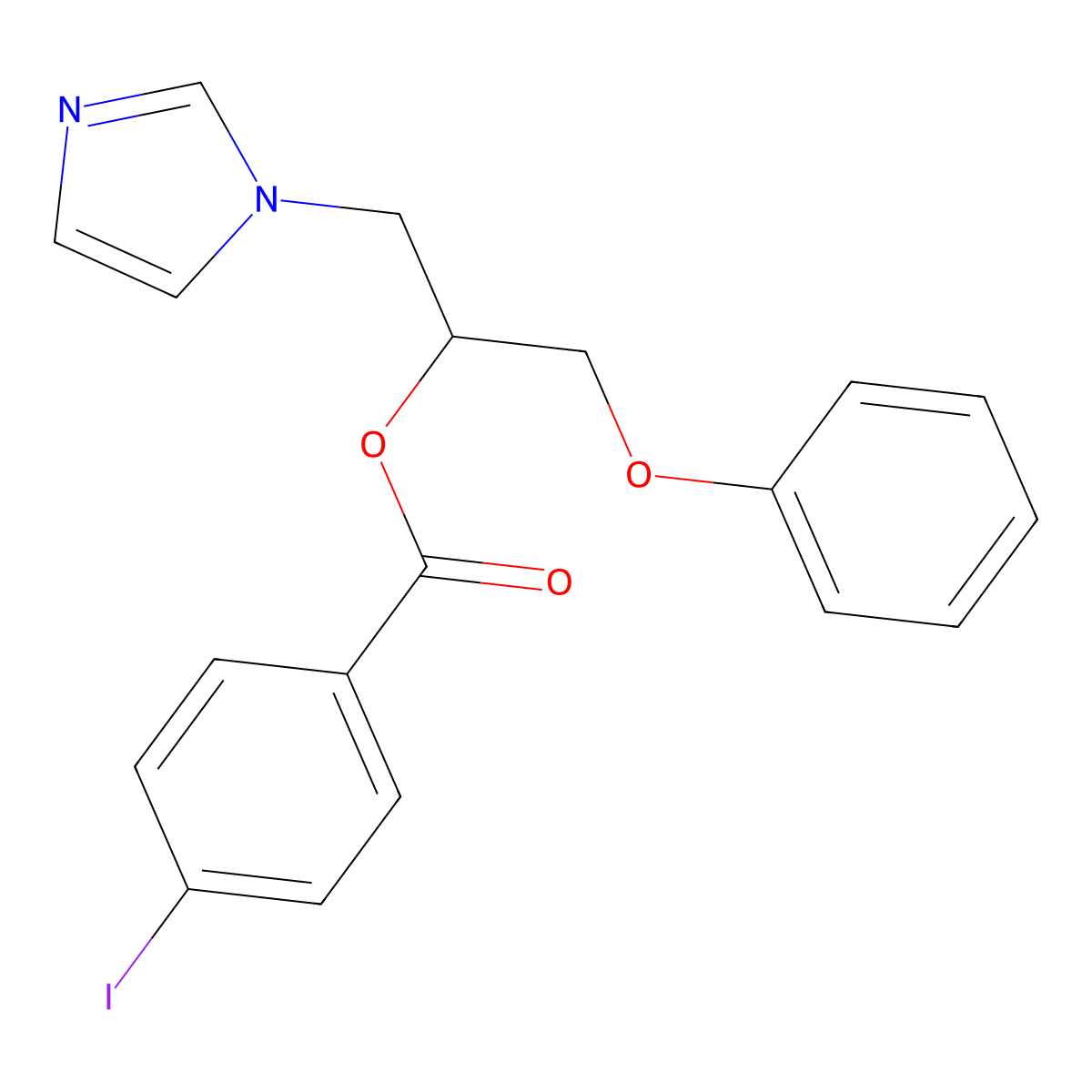 Benzoic acid, 4-iodo-, (1R)-1-(1H-imidazol-1-ylmethyl)-2-phenoxyethyl ester molecular structure, CAS 518347-04-1
