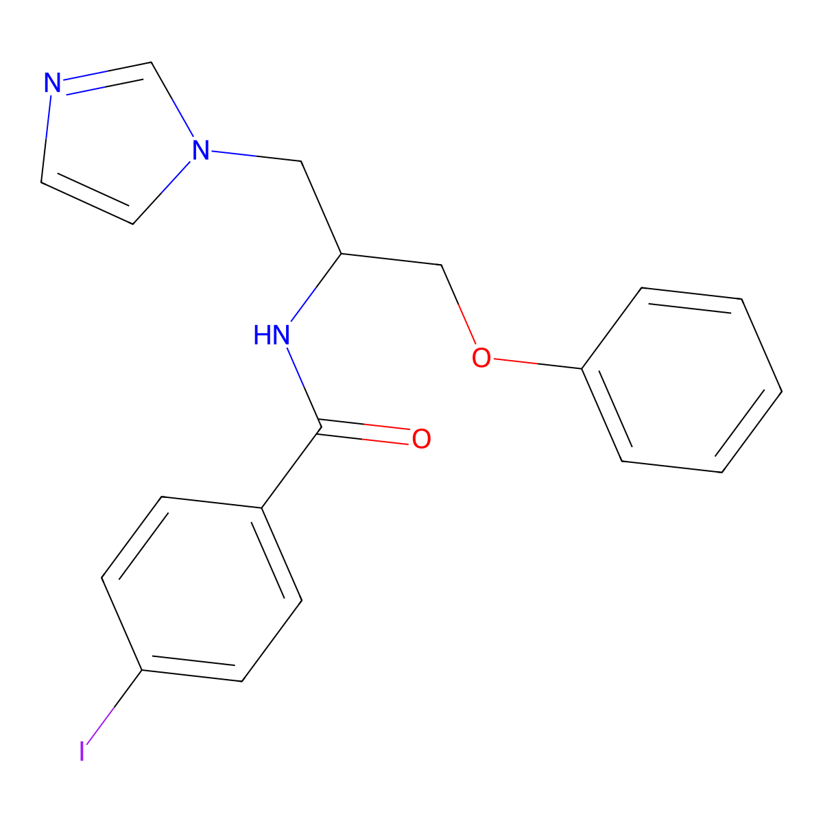 Benzamide, N-[(1R)-1-(1H-imidazol-1-ylmethyl)-2-phenoxyethyl]-4-iodo- molecular structure, CAS 518347-31-4