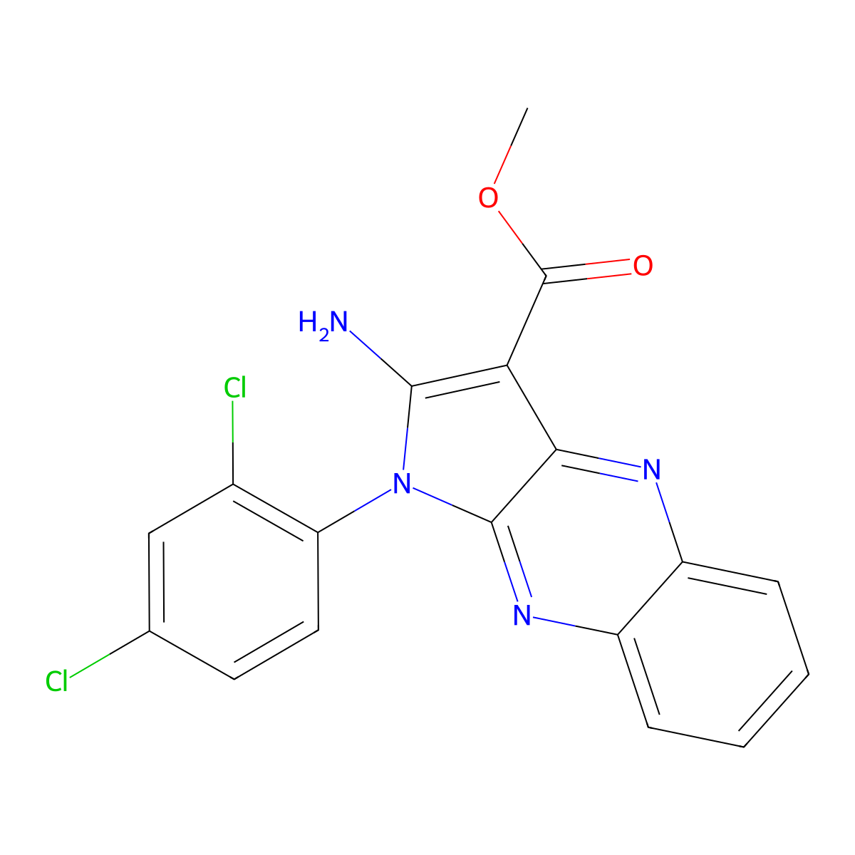 methyl 2-amino-1-(2,4-dichlorophenyl)-1H-pyrrolo[2,3-b]quinoxaline-3-carboxylate molecular structure, CAS 518348-46-4