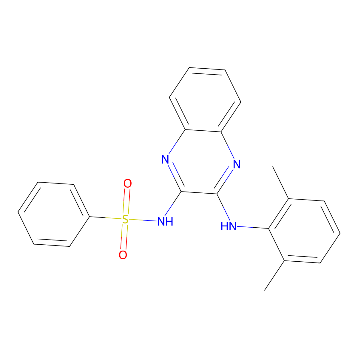 N-{3-[(2,6-dimethylphenyl)amino]quinoxalin-2-yl}benzenesulfonamide molecular structure, CAS 518348-58-8