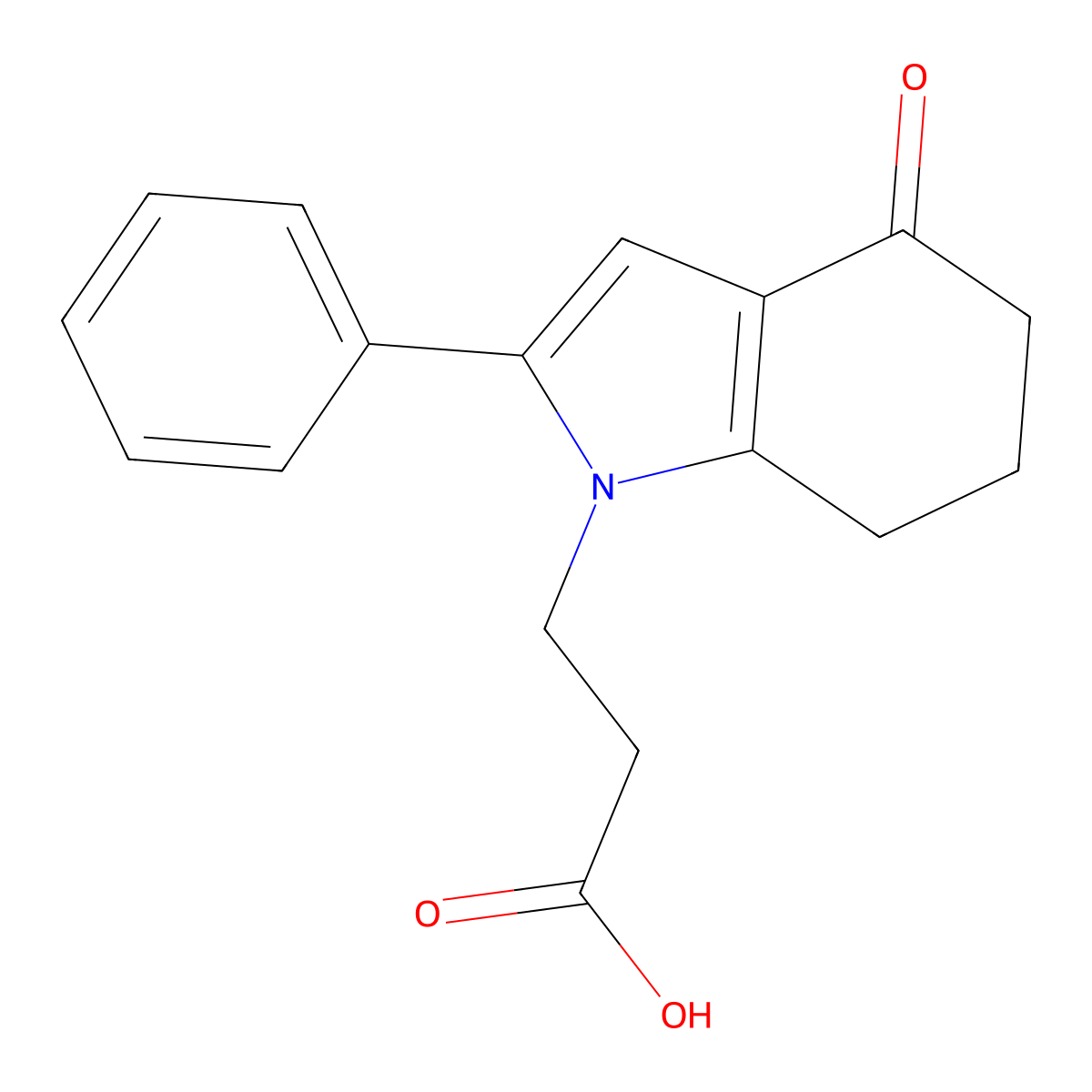 3-(4-oxo-2-phenyl-4,5,6,7-tetrahydro-1H-indol-1-yl)propanoic acid molecular structure, CAS 518349-13-8