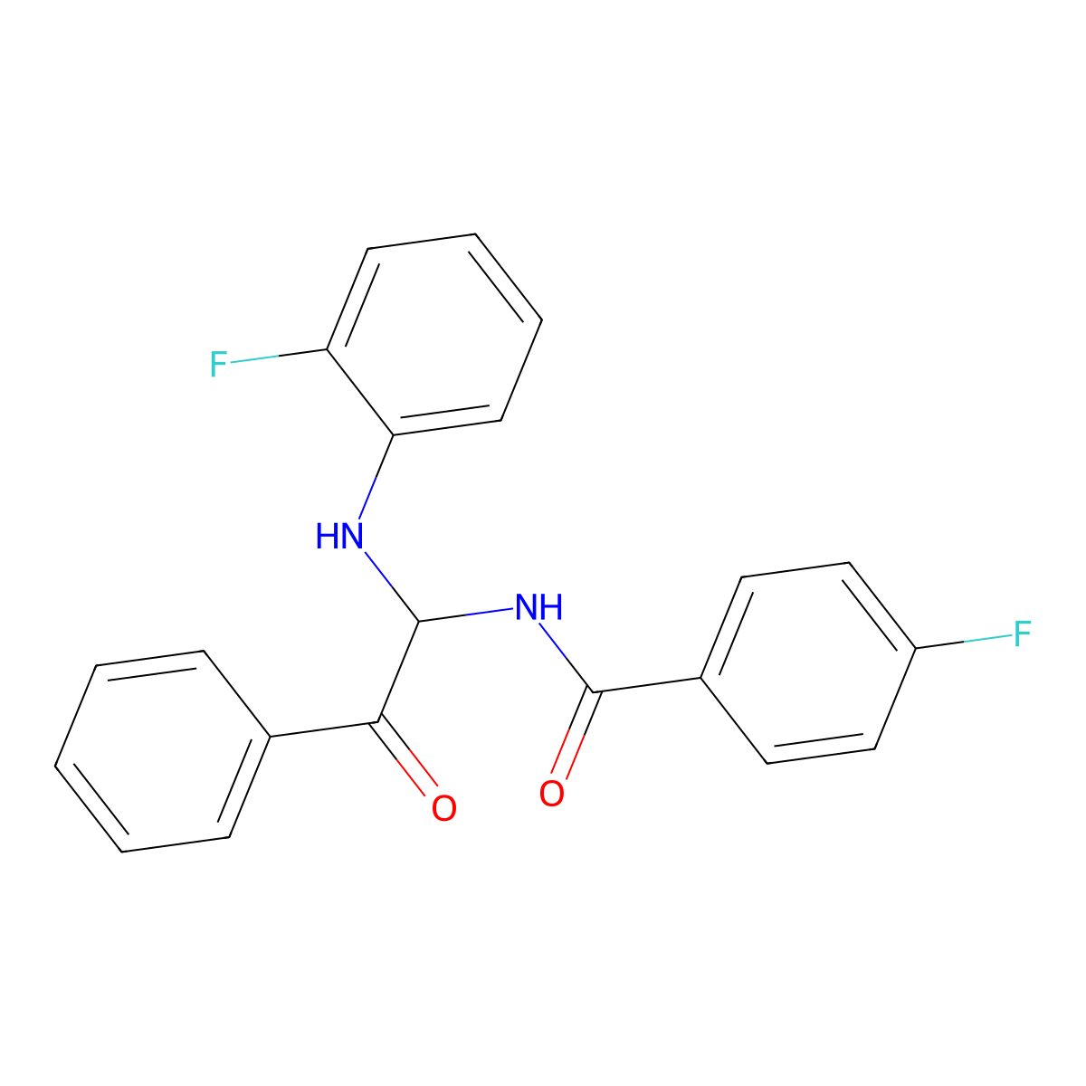 4-fluoro-N-{1-[(2-fluorophenyl)amino]-2-oxo-2-phenylethyl}benzamide molecular structure, CAS 518349-29-6