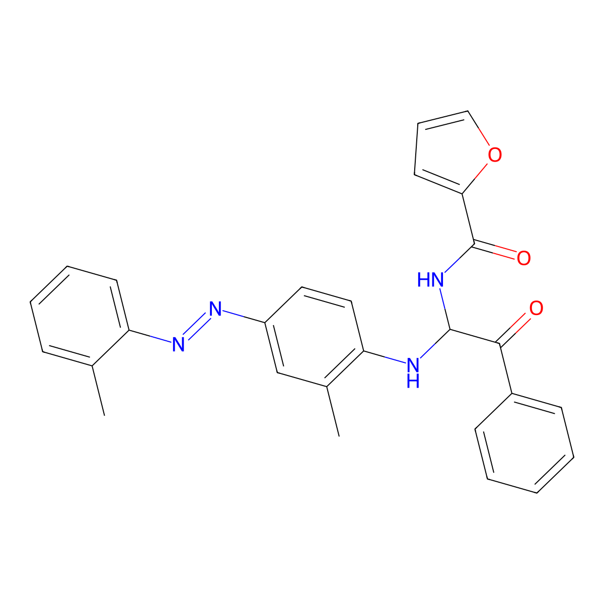N-[1-({2-methyl-4-[(E)-(2-methylphenyl)diazenyl]phenyl}amino)-2-oxo-2-phenylethyl]furan-2-carboxamide molecular structure, CAS 518349-33-2