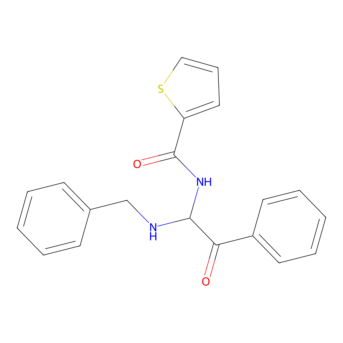 N-[1-(benzylamino)-2-oxo-2-phenylethyl]thiophene-2-carboxamide molecular structure, CAS 518349-53-6