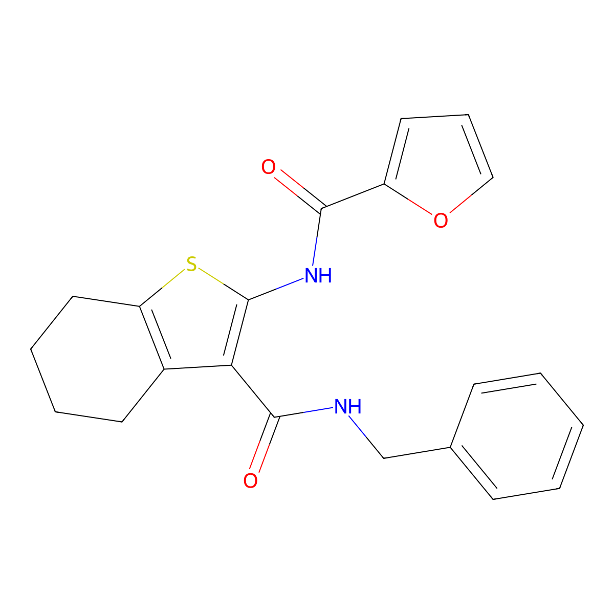 N-(3-((Benzylamino)carbonyl)-4,5,6,7-tetrahydro-1-benzothien-2-YL)-2-furamide molecular structure, CAS 518349-77-4