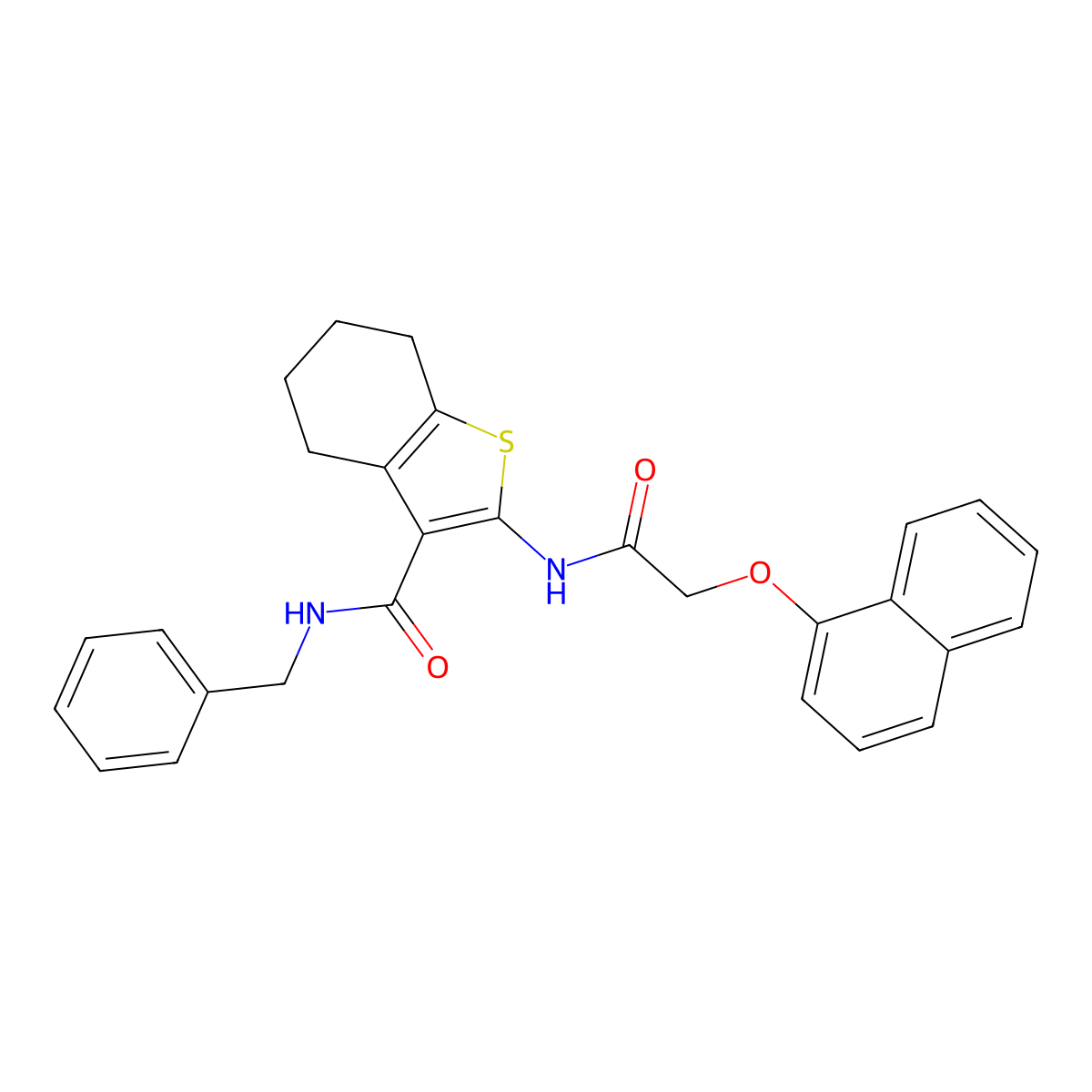 N-benzyl-2-[2-(naphthalen-1-yloxy)acetamido]-4,5,6,7-tetrahydro-1-benzothiophene-3-carboxamide molecular structure, CAS 518349-81-0