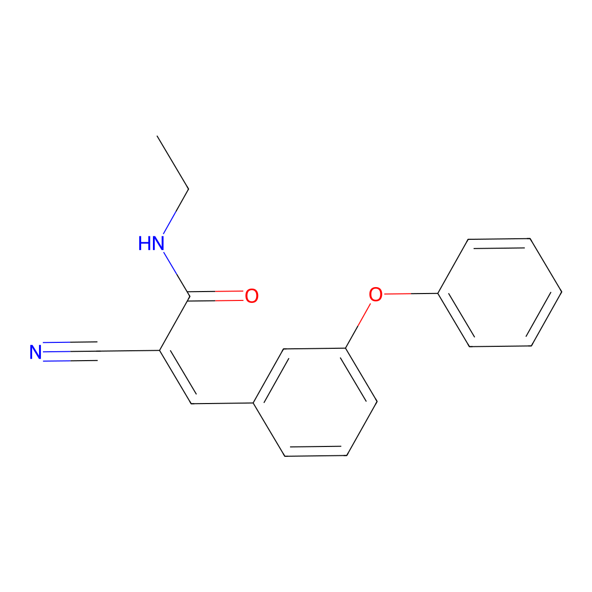 2-Propenamide, 2-cyano-N-ethyl-3-(3-phenoxyphenyl)- molecular structure, CAS 518350-12-4