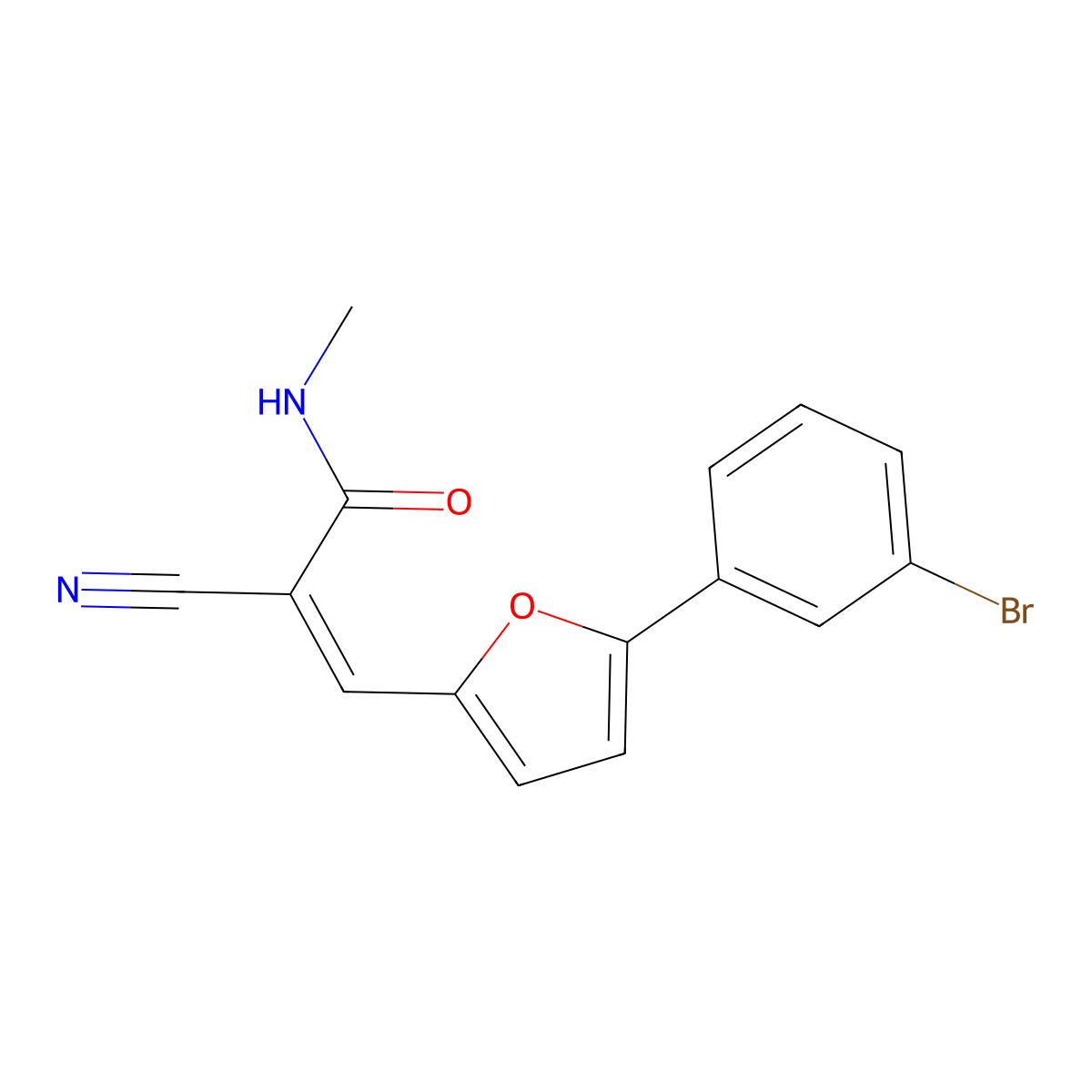 3-[5-(3-Bromophenyl)-2-furanyl]-2-cyano-N-methyl-2-propenamide molecular structure, CAS 518350-15-7