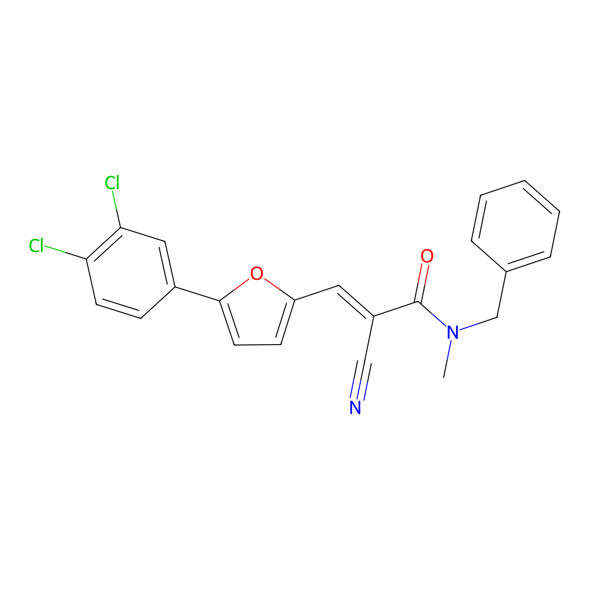 N-benzyl-2-cyano-3-[5-(3,4-dichlorophenyl)furan-2-yl]-N-methylprop-2-enamide molecular structure, CAS 518350-21-5