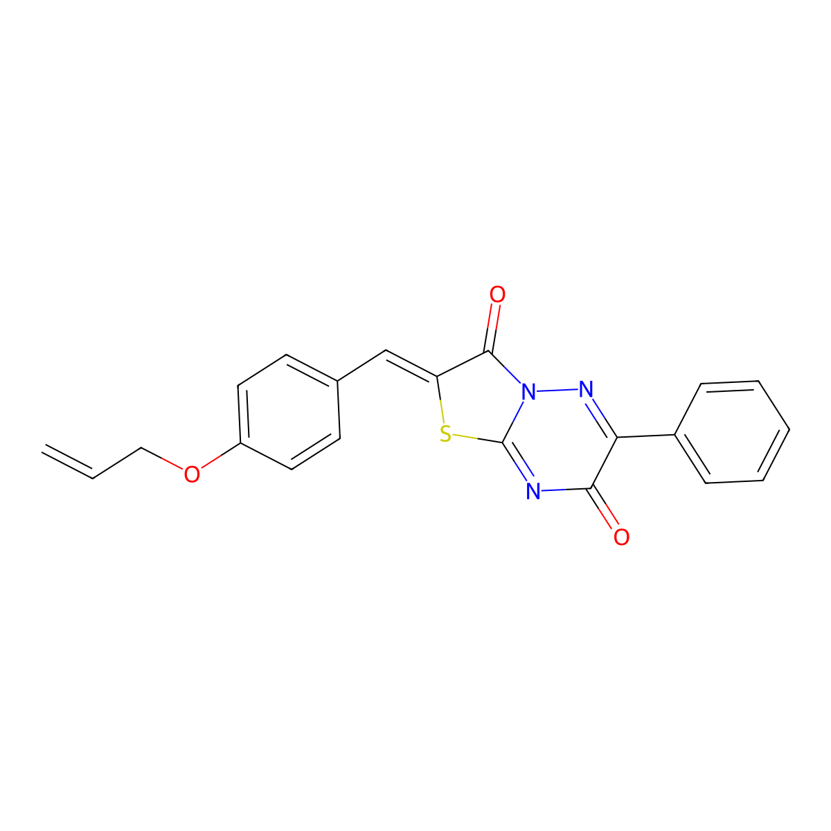 6-phenyl-2-{[4-(prop-2-en-1-yloxy)phenyl]methylidene}-2H,3H,7H-[1,3]thiazolo[3,2-b][1,2,4]triazine-3,7-dione molecular structure, CAS 518351-48-9