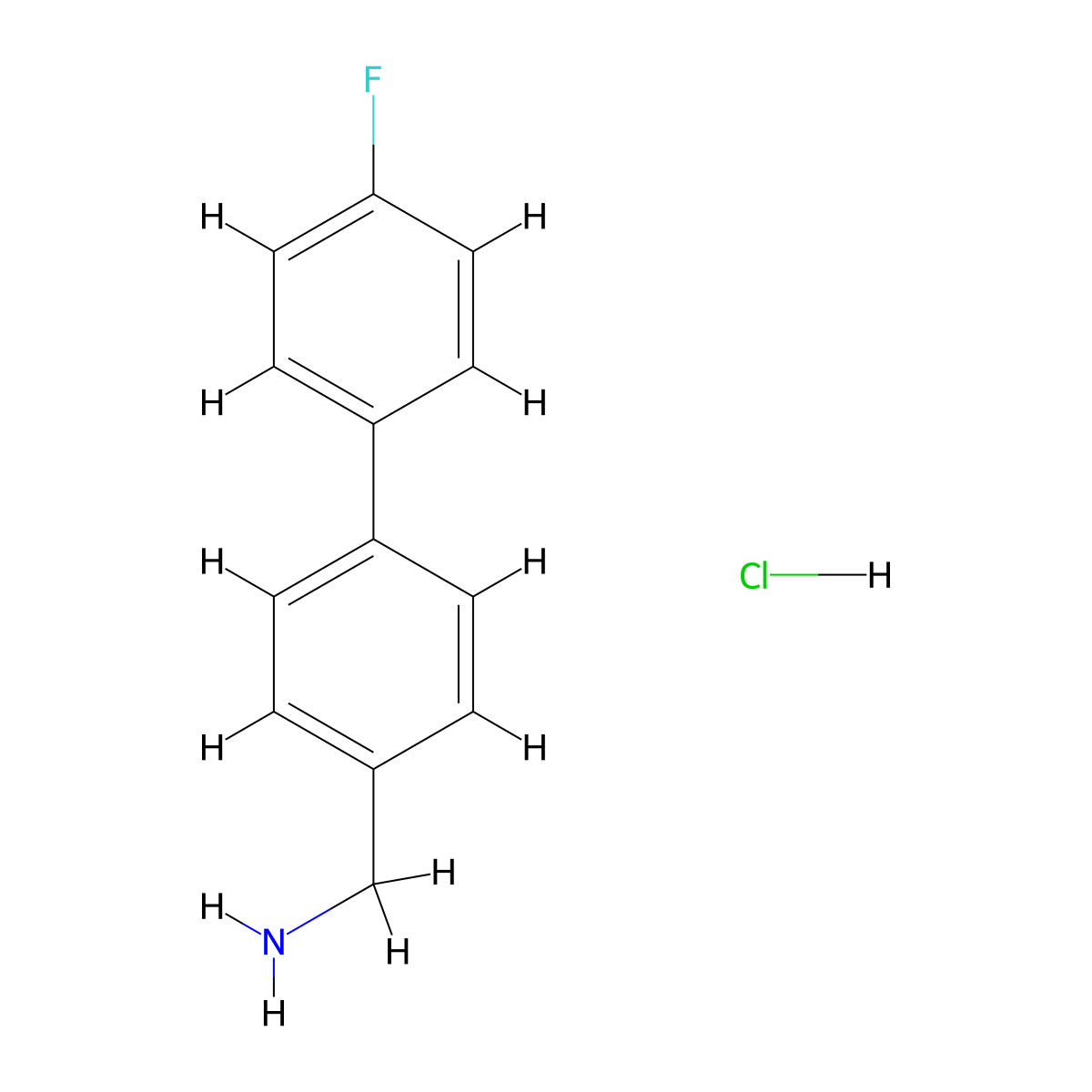 [4-(4-Fluorophenyl)phenyl]methylamine hydrochloride molecular structure, CAS 518357-40-9