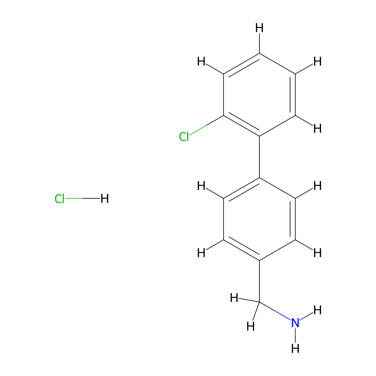 [4-(2-Chlorophenyl)phenyl]methylamine hydrochloride molecular structure, CAS 518357-42-1
