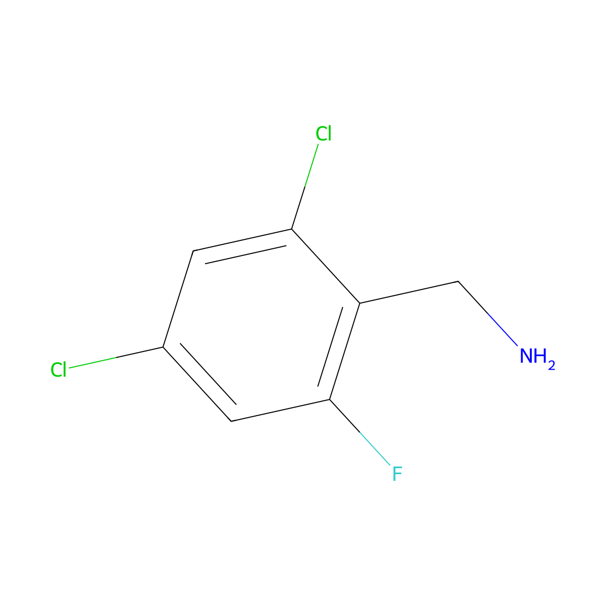 (2,4-Dichloro-6-fluorophenyl)methanamine molecular structure, CAS 518357-44-3