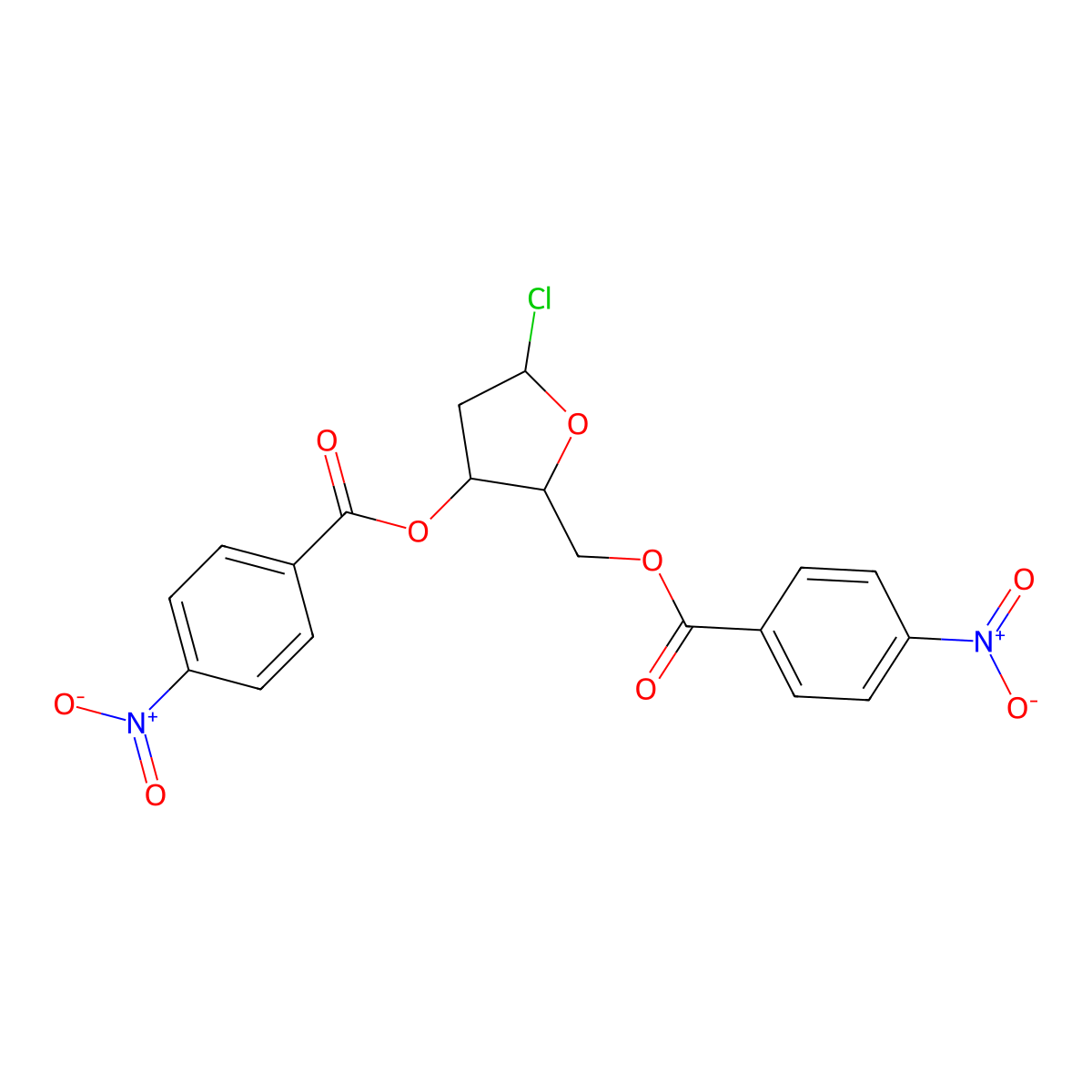 D-erythro-Pentofuranosyl chloride, 2-deoxy-, 3,5-bis(4-nitrobenzoate) molecular structure, CAS 51841-98-6