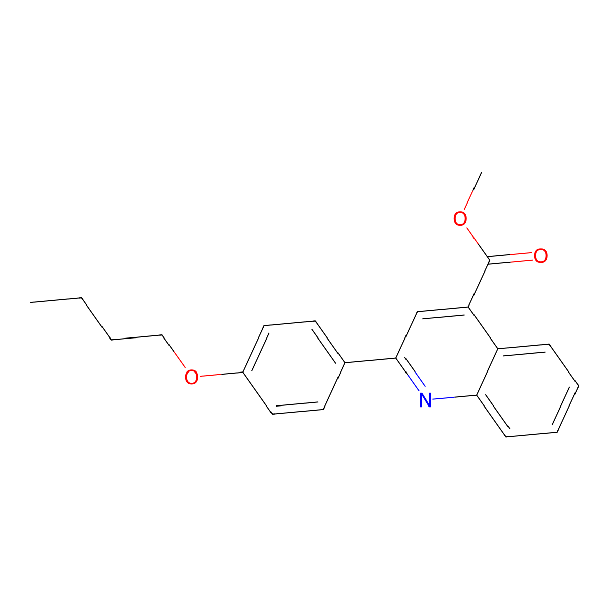 Methyl 2-(4-butoxyphenyl)quinoline-4-carboxylate molecular structure, CAS 51842-75-2