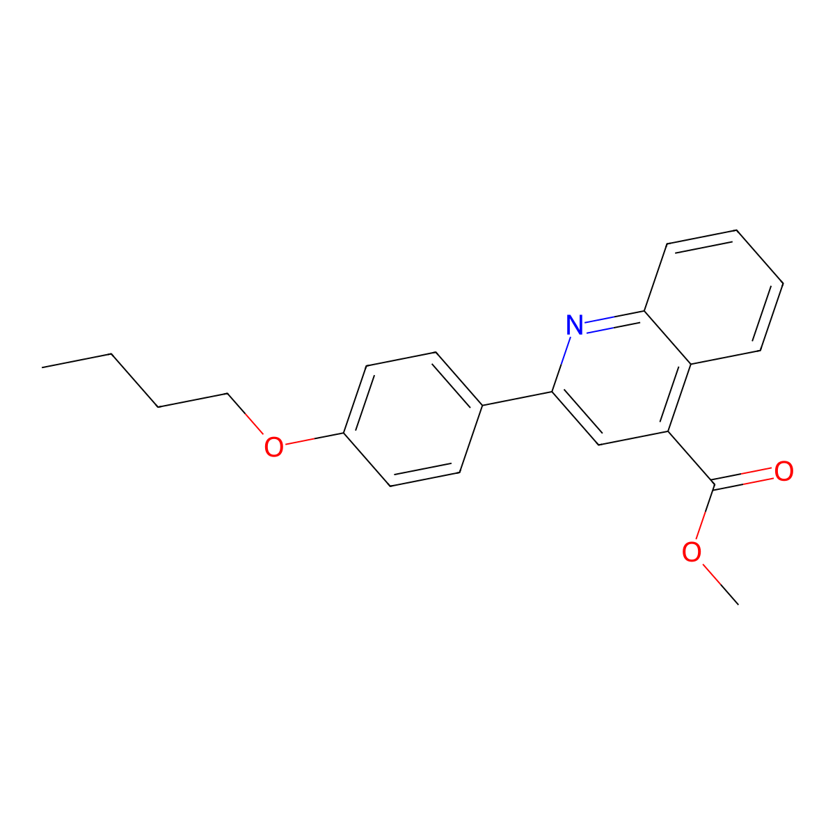 Methyl 2-(4-butoxyphenyl)quinoline-4-carboxylate molecular structure, CAS 51842-75-2