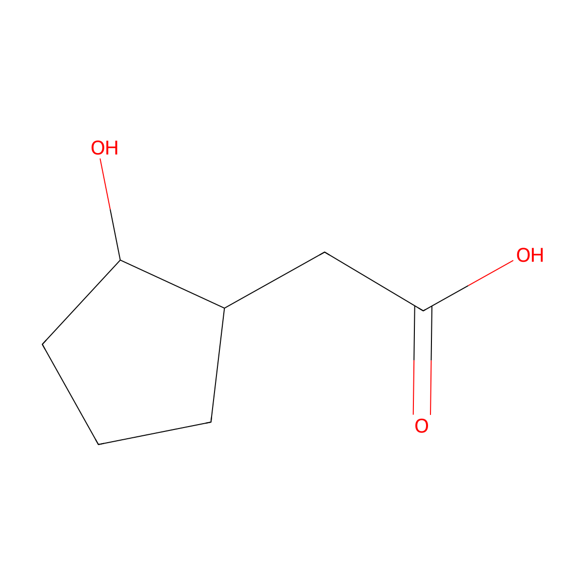 rac-2-[(1R,2S)-2-hydroxycyclopentyl]acetic acid molecular structure, CAS 51849-74-2