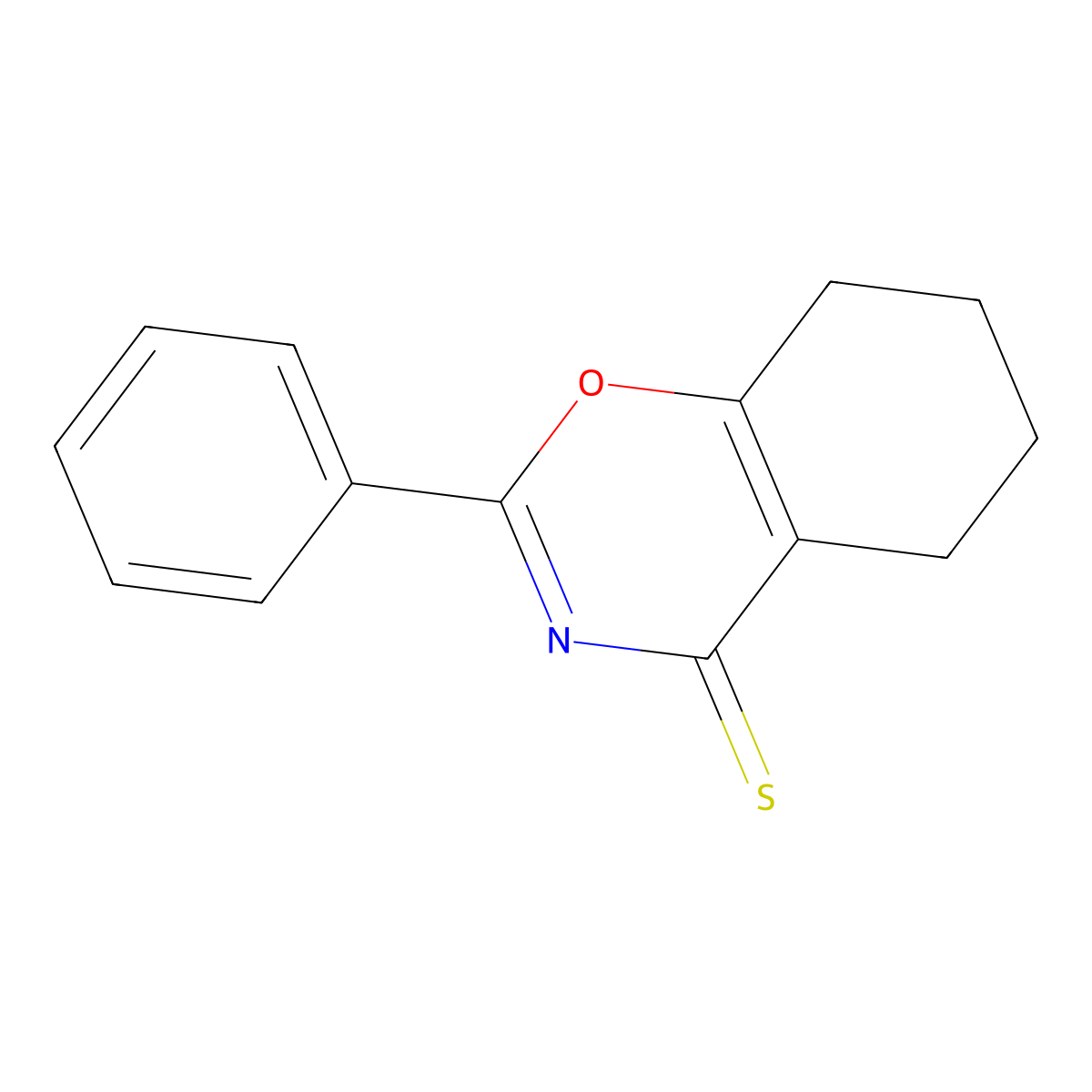 2-Phenyl-5,6,7,8-tetrahydro-benzo(E)(1,3)oxazine-4-thione molecular structure, CAS 5185-14-8