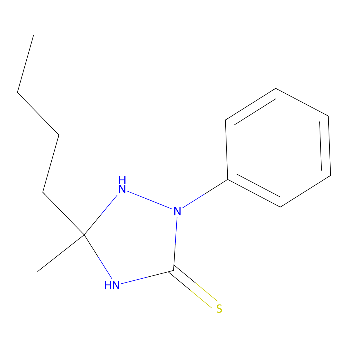 5-Butyl-5-methyl-2-phenyl-1,2,4-triazolidine-3-thione molecular structure, CAS 5185-23-9