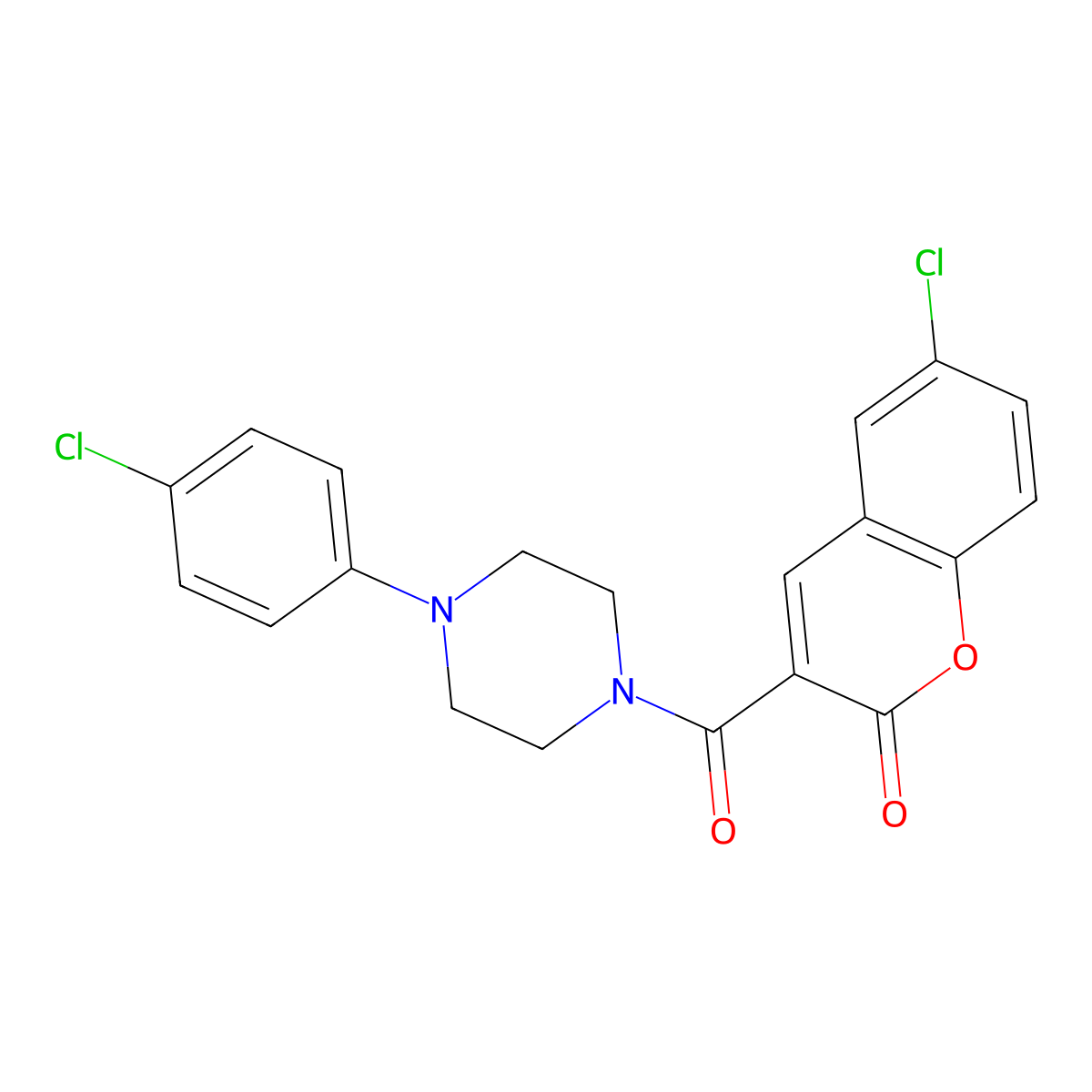 6-Chloro-3-{[4-(4-chlorophenyl)piperazinyl]carbonyl}chromen-2-one molecular structure, CAS 5185-31-9