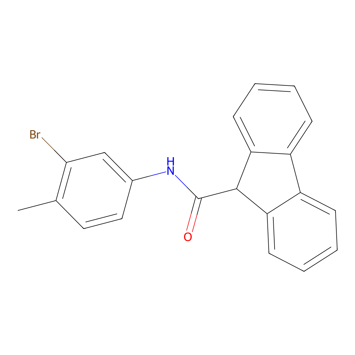 N-(3-bromo-4-methyl-phenyl)-9H-fluorene-9-carboxamide molecular structure, CAS 5185-90-0