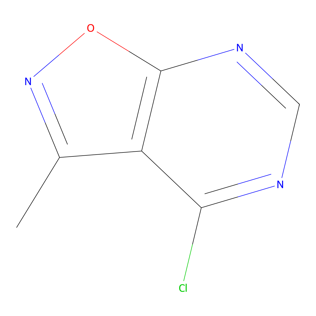 4-Chloro-3-methyl-(1,2)oxazolo(5,4-d)pyrimidine molecular structure, CAS 51850-60-3
