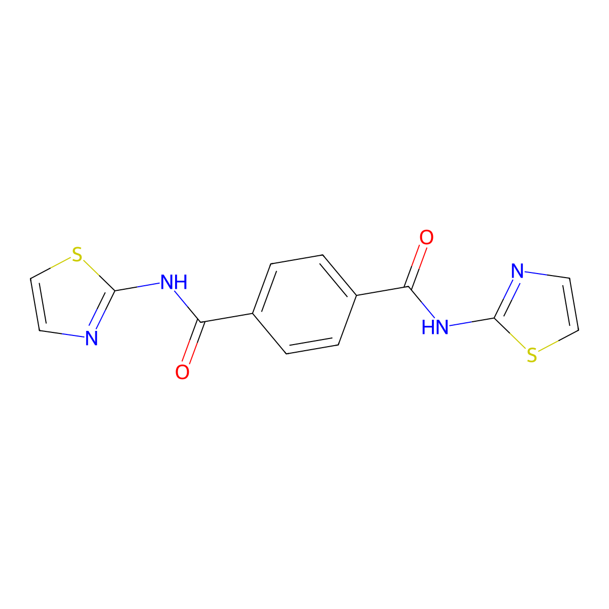 n,n'-Di(1,3-thiazol-2-yl)benzene-1,4-dicarboxamide molecular structure, CAS 5186-50-5