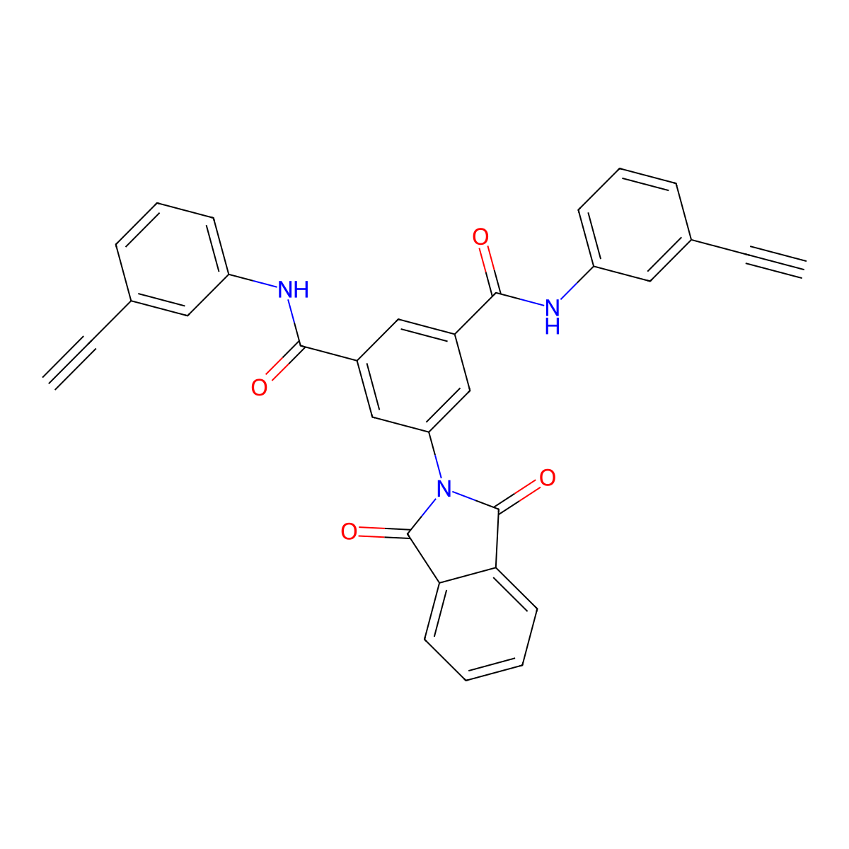 5-(1,3-dioxoisoindol-2-yl)-1-N,3-N-bis(3-ethynylphenyl)benzene-1,3-dicarboxamide molecular structure, CAS 5186-63-0