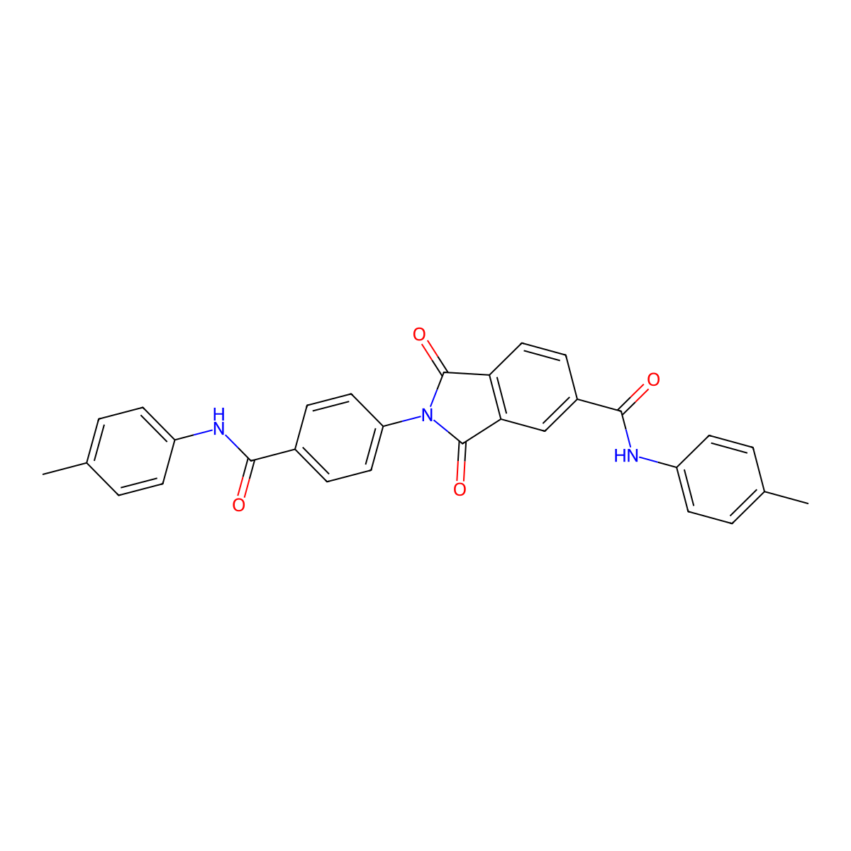 N-(4-methylphenyl)-2-[4-[(4-methylphenyl)carbamoyl]phenyl]-1,3-dioxoisoindole-5-carboxamide molecular structure, CAS 5186-70-9