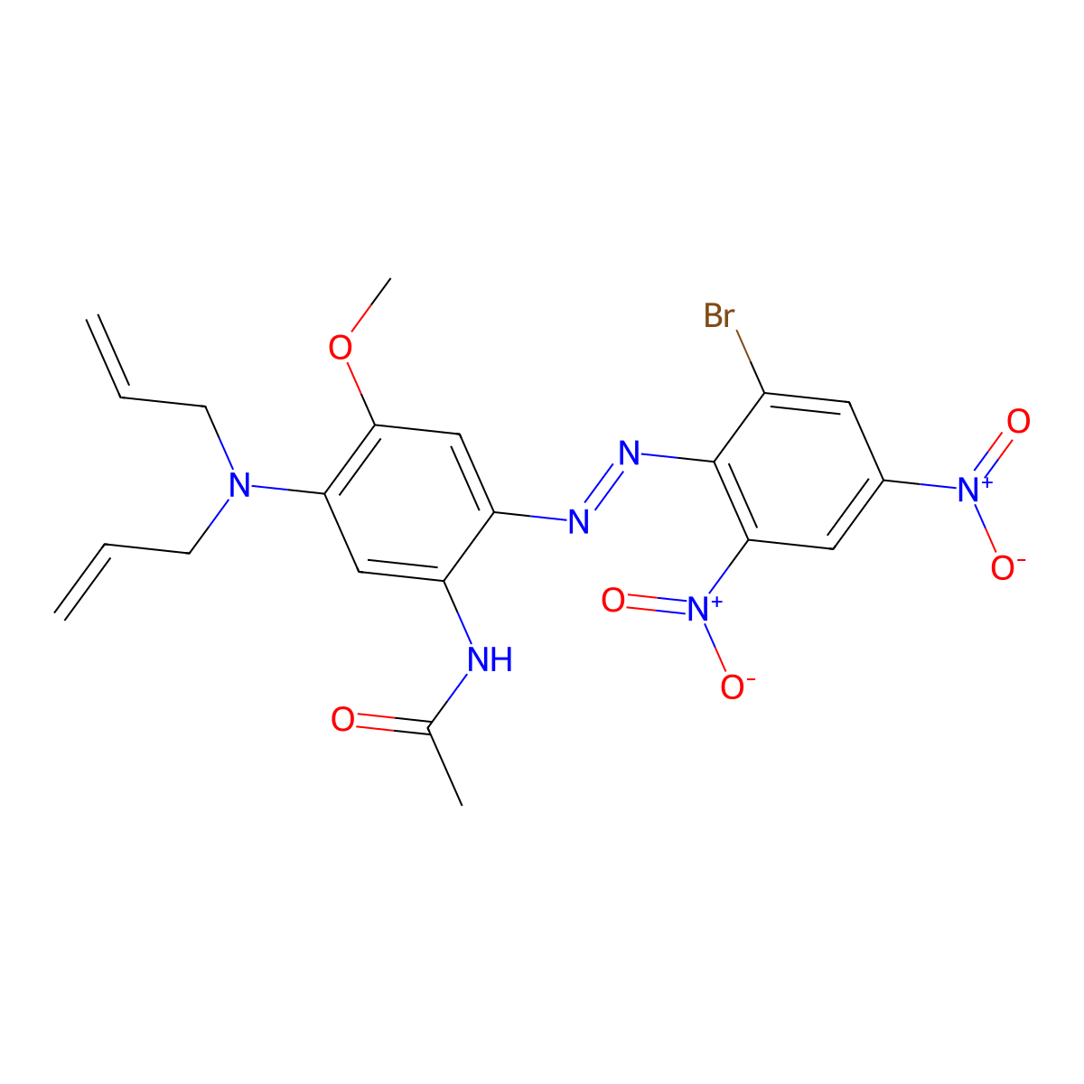 Acetamide, N-(2-((2-bromo-4,6-dinitrophenyl)azo)-5-(di-2-propenylamino)-4-methoxyphenyl)- molecular structure, CAS 51868-46-3