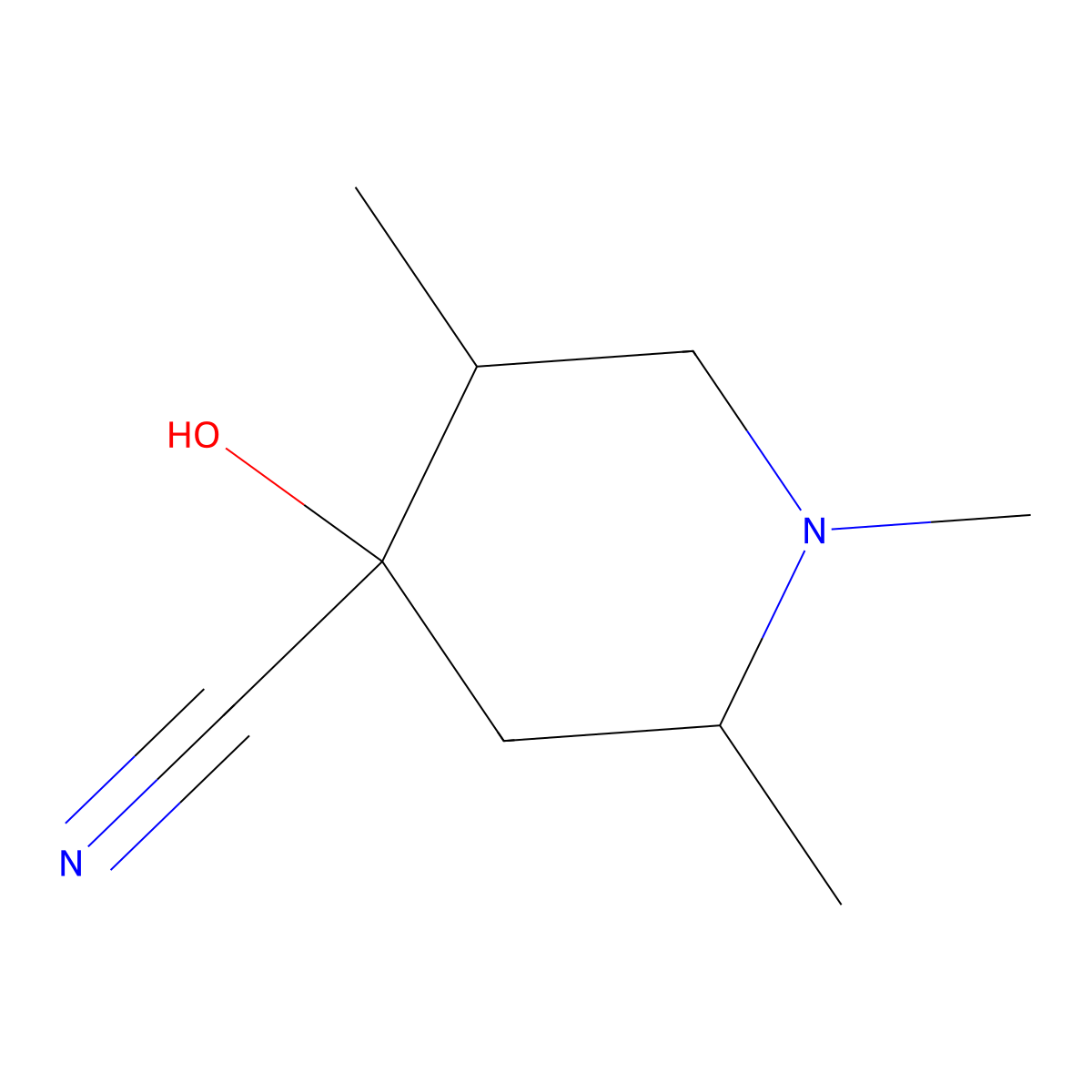 4-Hydroxy-1,2,5-trimethylpiperidine-4-carbonitrile molecular structure, CAS 51871-79-5