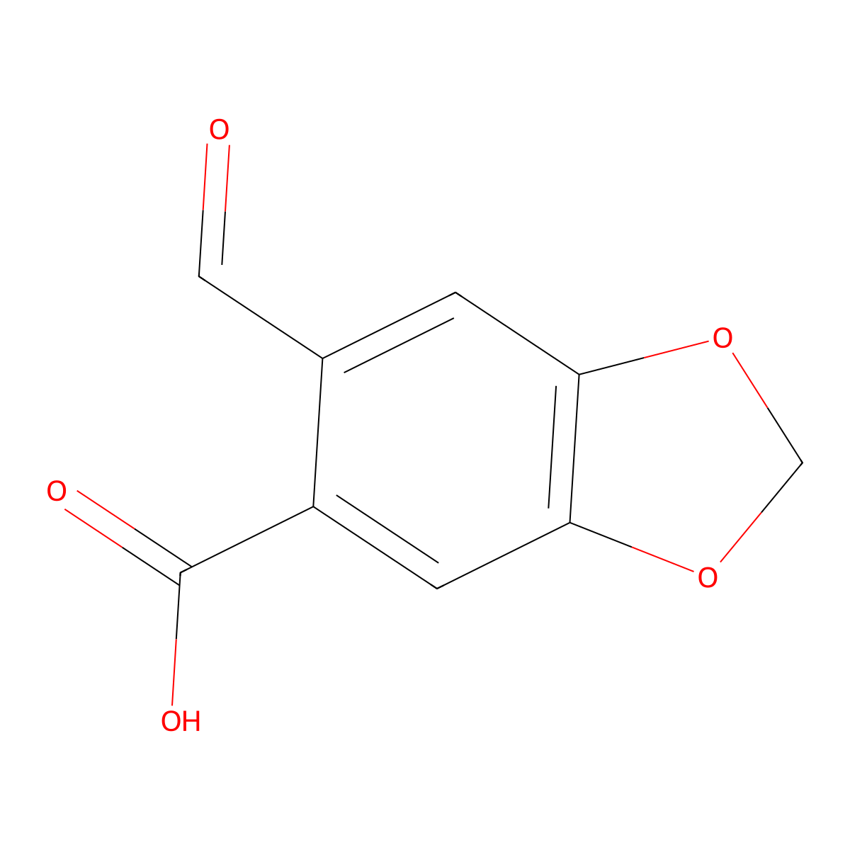 6-Formyl-1,3-dioxaindane-5-carboxylic acid molecular structure, CAS 51877-66-8