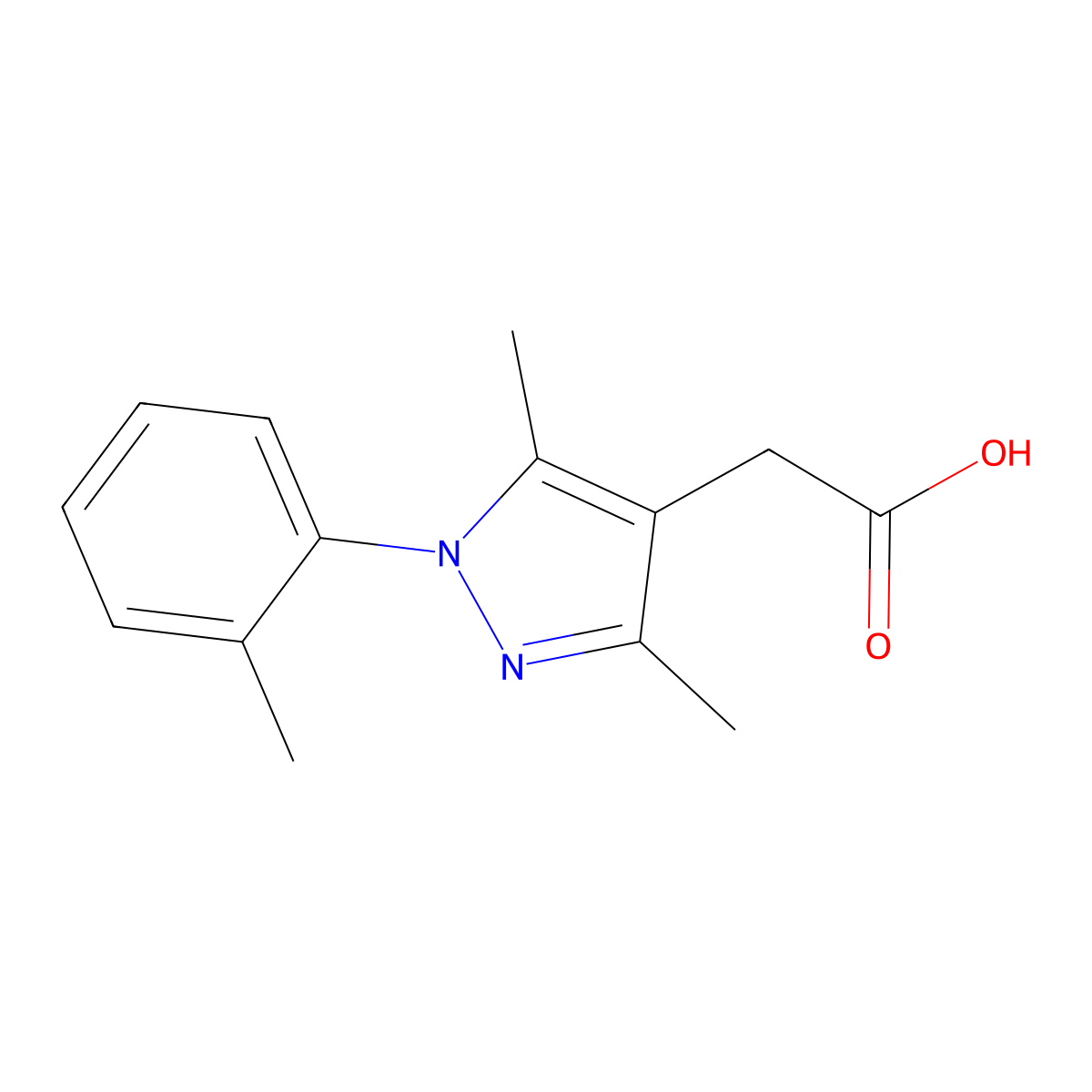 (3,5-Dimethyl-1-o-tolyl-1H-pyrazol-4-yl)-acetic acid molecular structure, CAS 51894-47-4