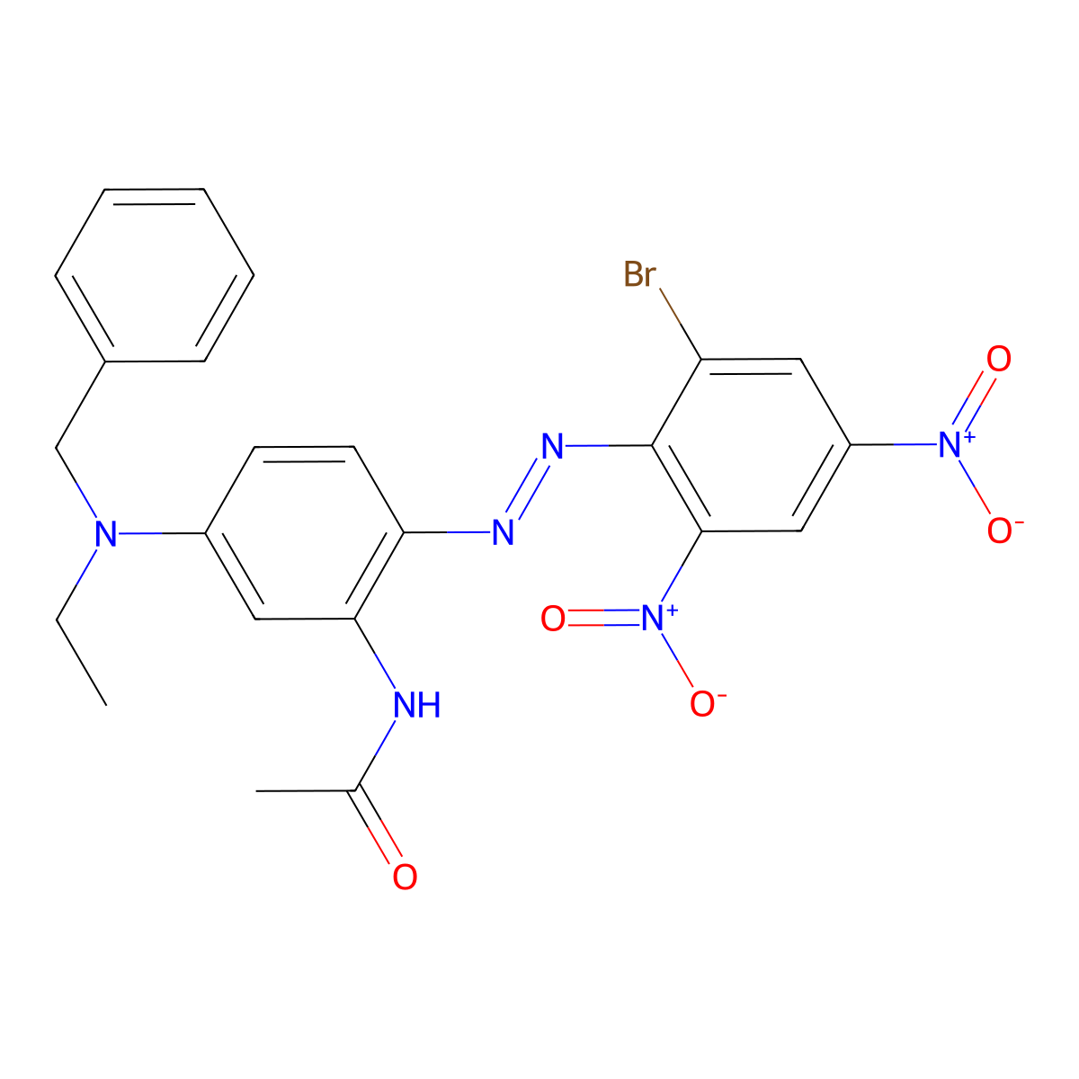 N-(2-(2-(2-Bromo-4,6-dinitrophenyl)diazenyl)-5-(ethyl(phenylmethyl)amino)phenyl)acetamide molecular structure, CAS 51897-37-1