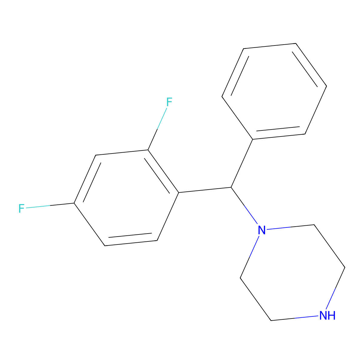1-[(2,4-Difluorophenyl)(phenyl)methyl]piperazine molecular structure, CAS 518971-85-2