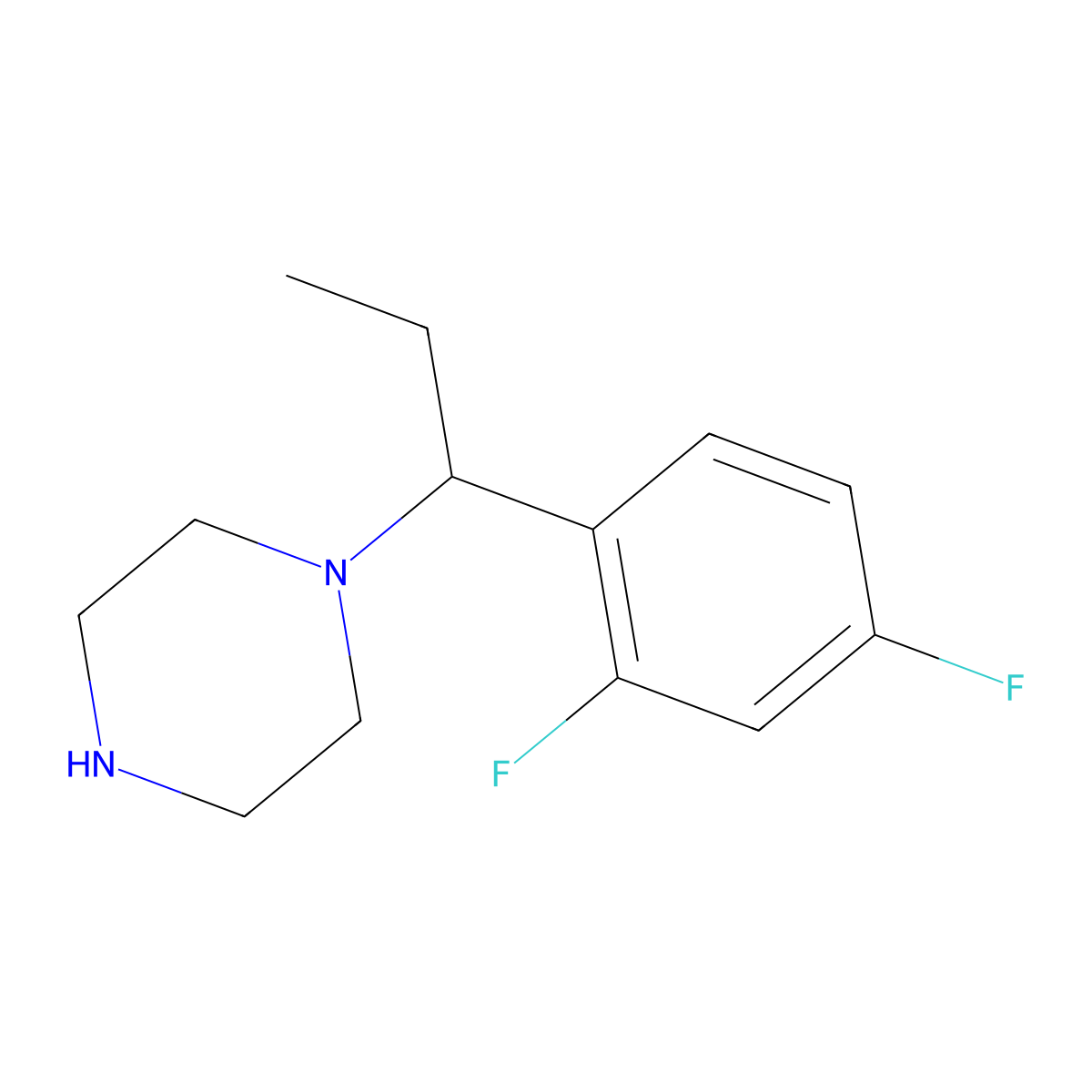 1-(1-(2,4-Difluorophenyl)propyl)piperazine molecular structure, CAS 518971-87-4