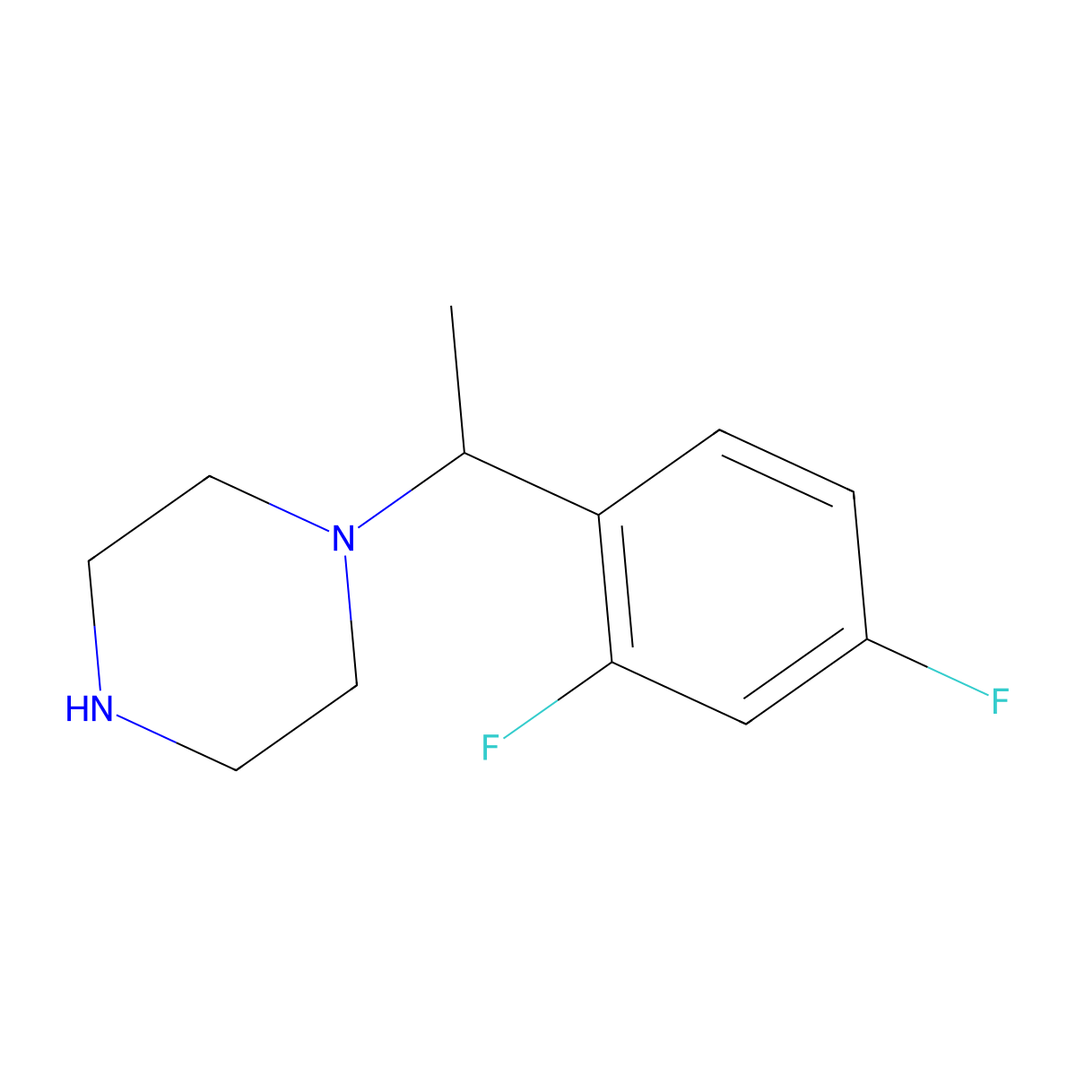 1-[1-(2,4-Difluorophenyl)ethyl]piperazine molecular structure, CAS 518972-07-1