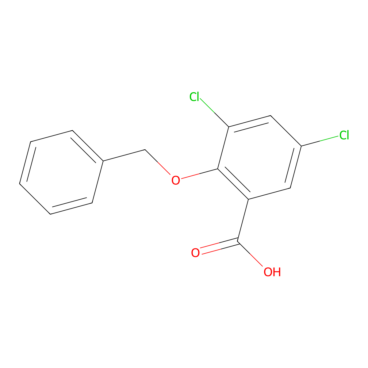 2-(Benzyloxy)-3,5-dichlorobenzoic acid molecular structure, CAS 518978-12-6