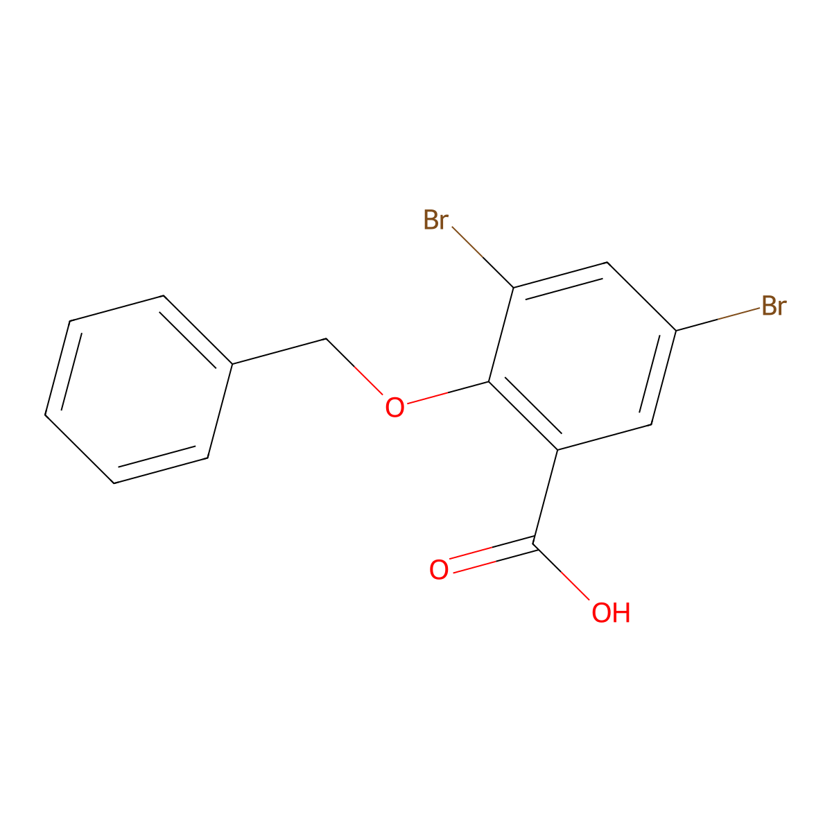 2-(Benzyloxy)-3,5-dibromobenzoic acid molecular structure, CAS 518978-29-5