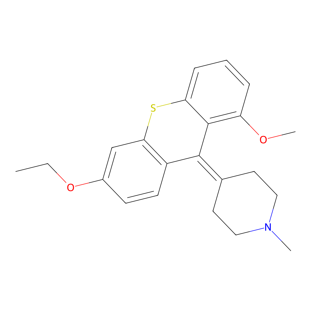 Piperidine, 4-(6-ethoxy-1-methoxy-9H-thioxanthen-9-ylidene)-1-methyl- molecular structure, CAS 518980-66-0