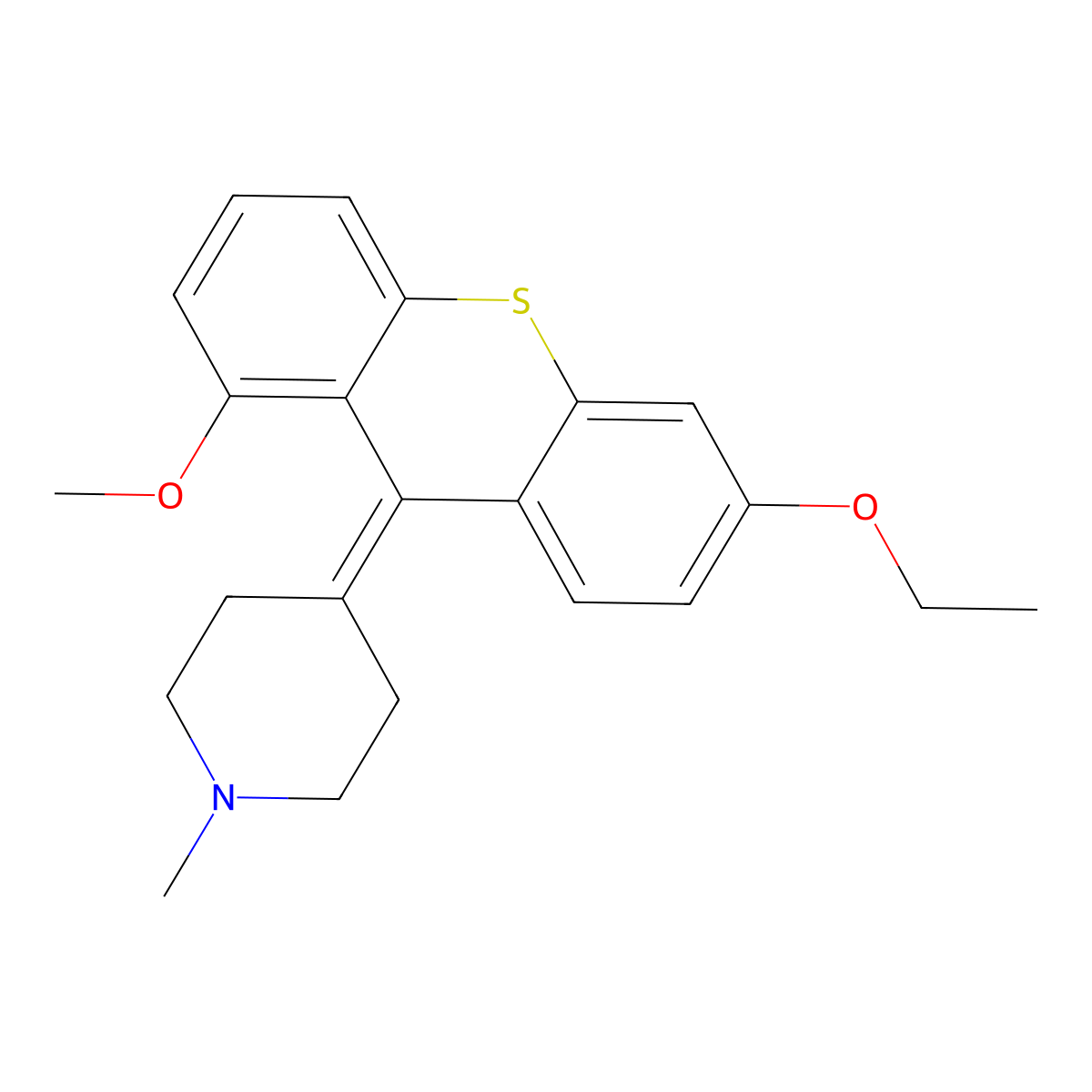Piperidine, 4-(6-ethoxy-1-methoxy-9H-thioxanthen-9-ylidene)-1-methyl- molecular structure, CAS 518980-66-0